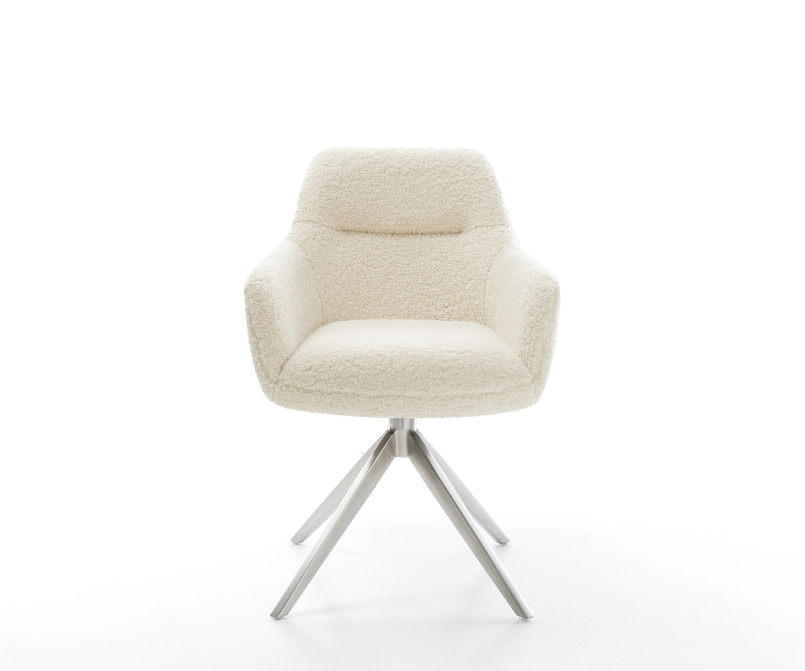 Drehstuhl Pejo-Flex Teddystoff Beige Kreuzgestell breit Edelstahl 360° drehbar Wippfunktion Taschenfederkern 2