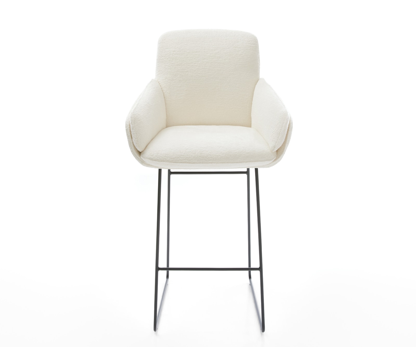 Barstuhl Luan-Flex Bouclé Soft Beige Kufengestell Metall Schwarz 2