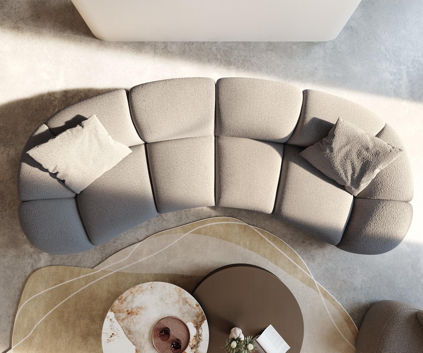 Big-Sofa Lunna 360x175 cm Bouclé Silbergrau 2 Kissen 3 Big-Sofa Lunna 360x175 cm Bouclé Silbergrau 2 Kissen 3