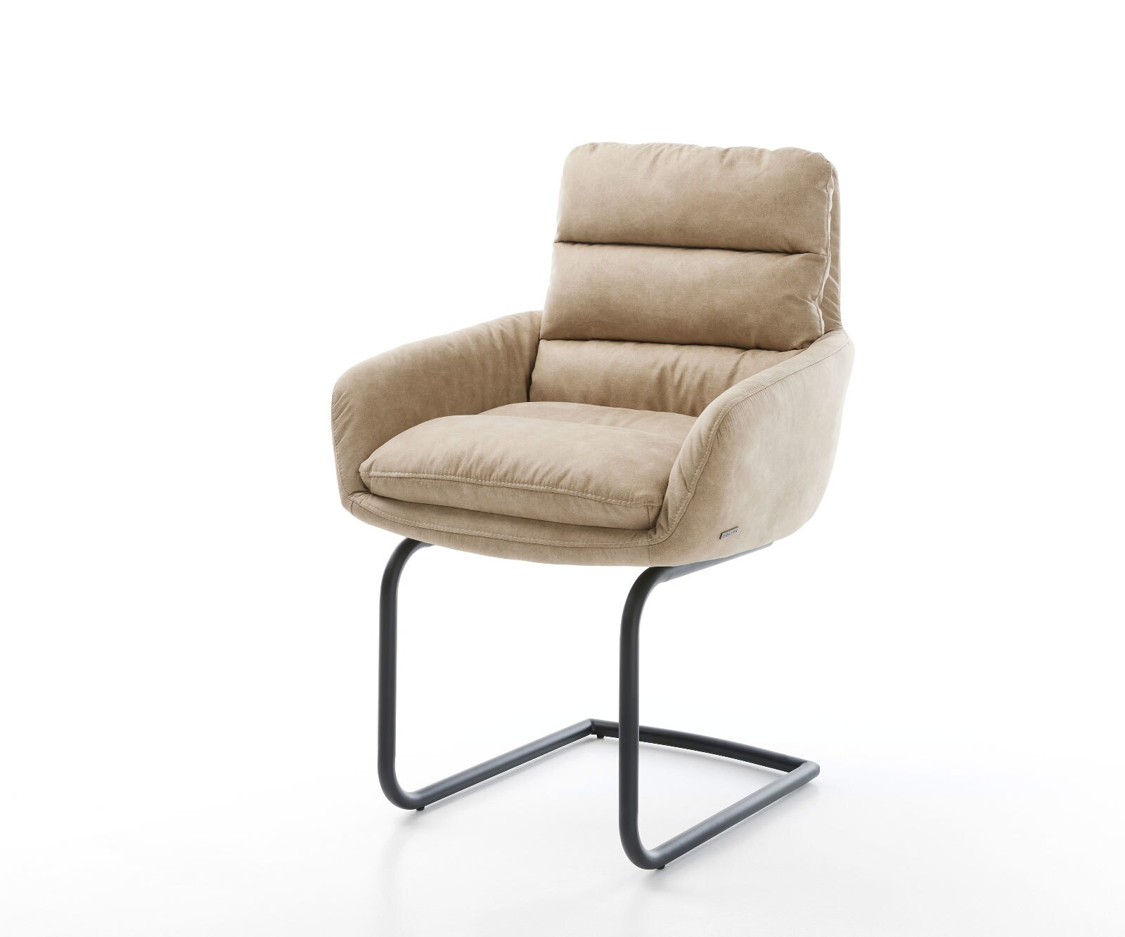Freischwinger Abelia-Flex mit Armlehnen Mikrofaser Beige Vintage Freischwinger rund Schwarz 1