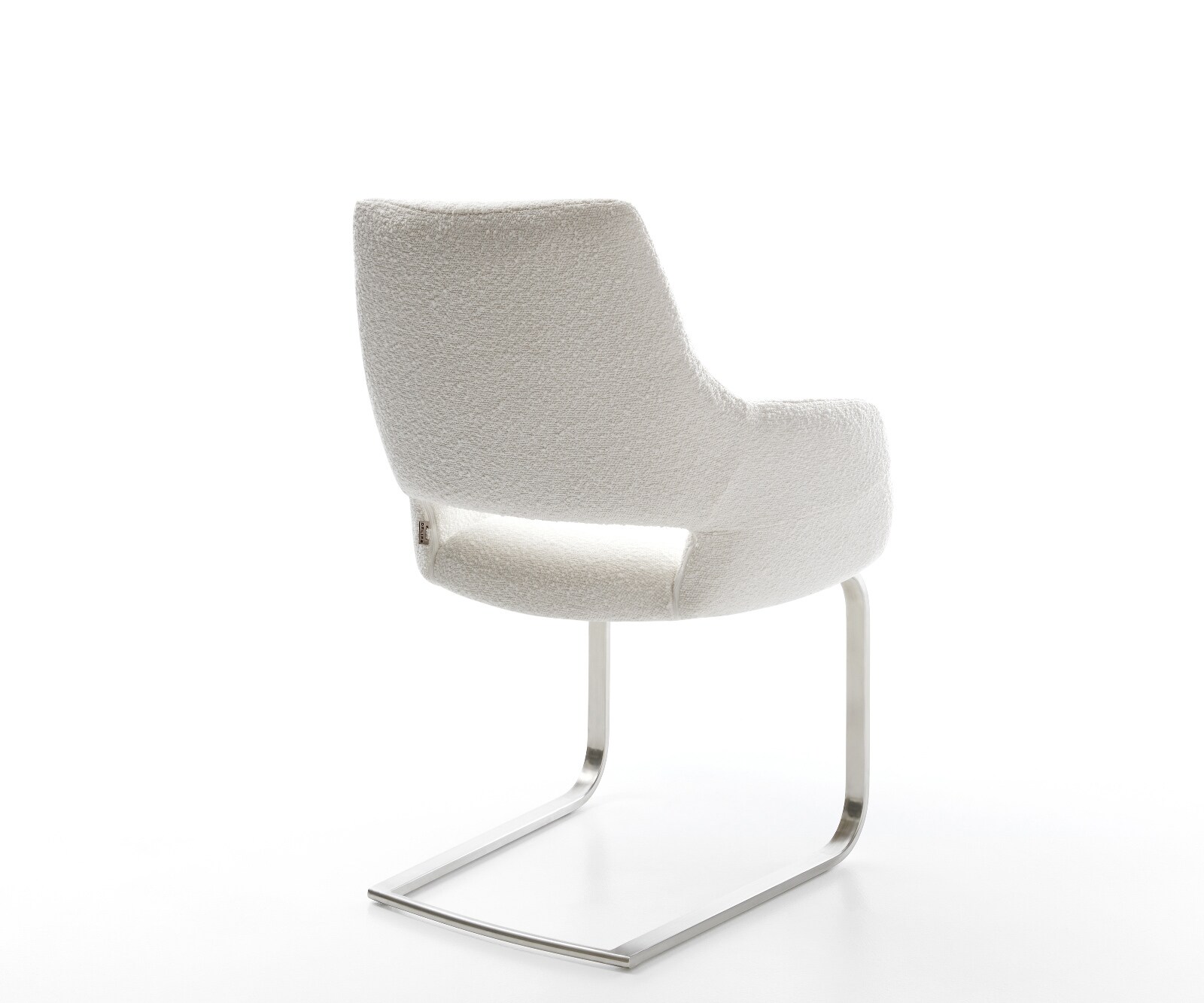 Freischwinger Yago-Flex mit Armlehnen Bouclé Creme-Weiß Freischwinger flach Edelstahl Taschenfederkern 4