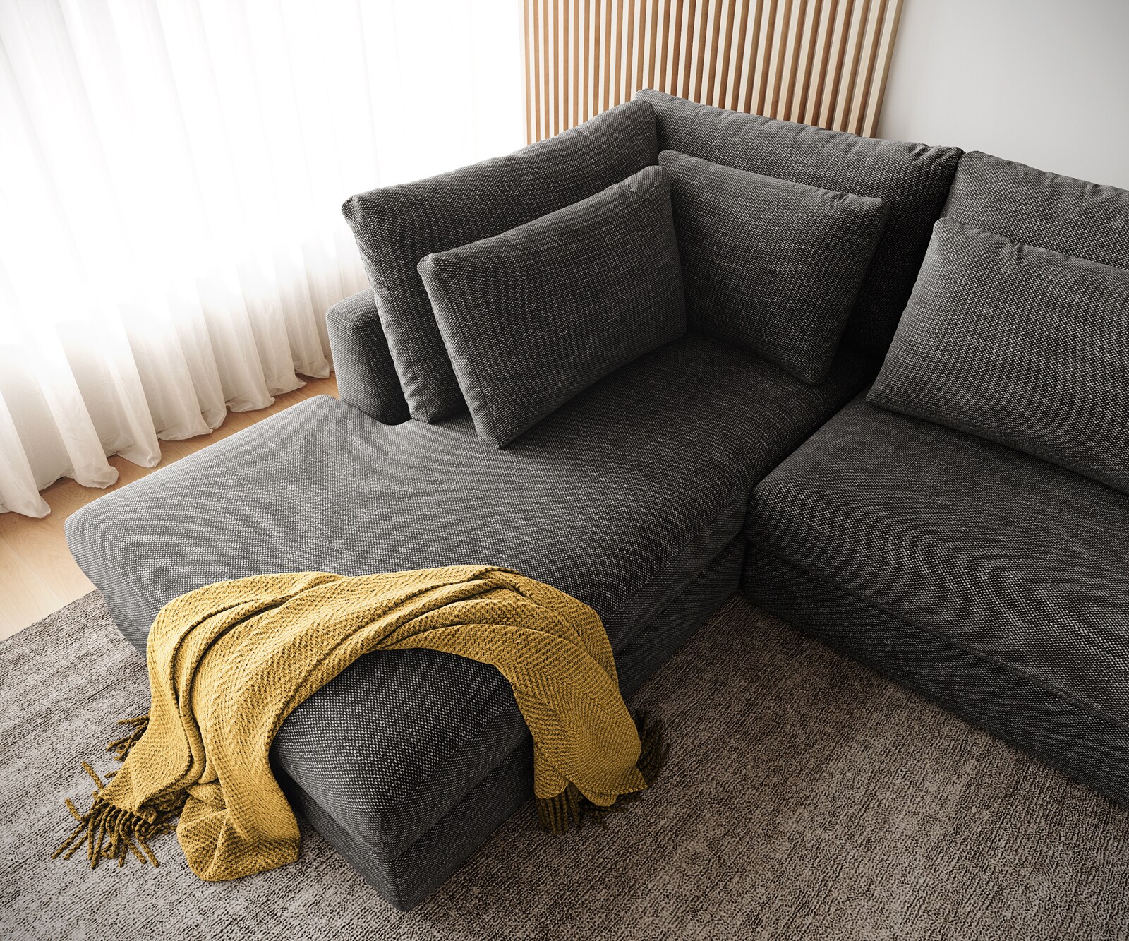 Ecksofa Isla 330x225 cm Chenille Anthrazit Ottomane links 6
