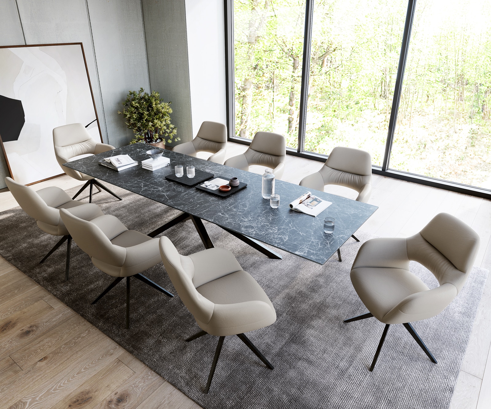 Esstisch Edge 300x100cm Keramik Laminam®Nero Greco Anthrazit Mittelfuß Kreuz Schwarz 5 Esstisch Edge 300x100cm Keramik Laminam®Nero Greco Anthrazit Mittelfuß Kreuz Schwarz 5