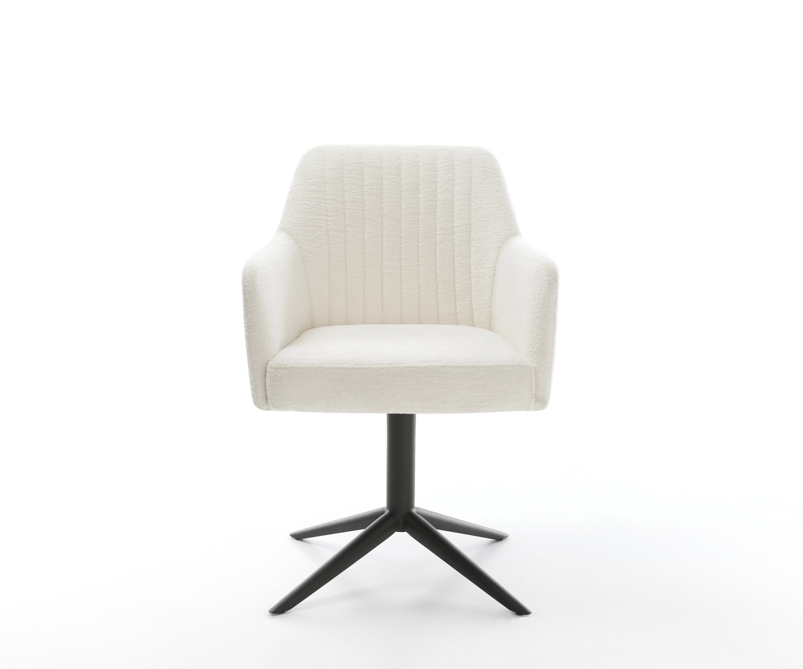 Drehstuhl Greg-Flex Bouclé Soft Beige Fußkreuz Schwarz 360° drehbar Wippfunktion Taschenfederkern 2