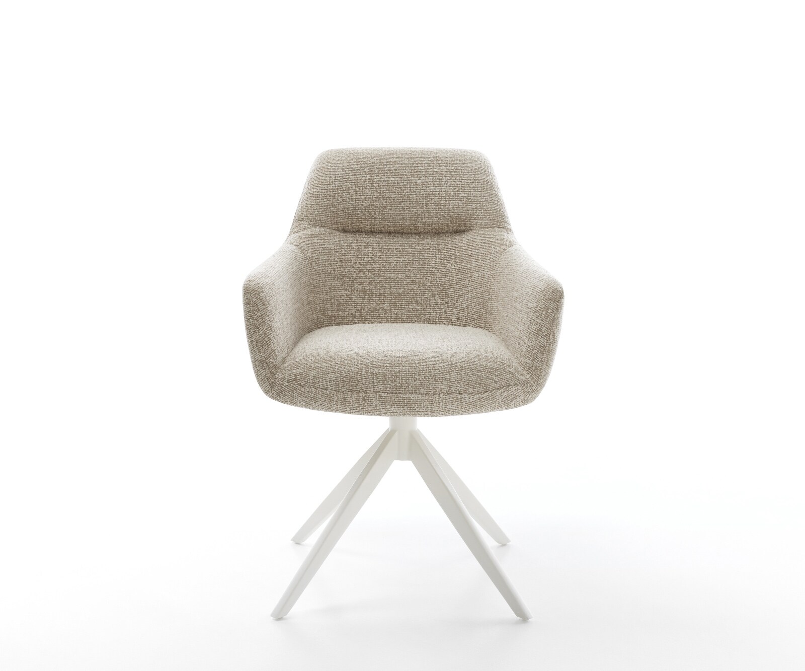 Drehstuhl Pejo-Flex Webstoff Soft Beige Kreuzgestell breit Weiß 360° drehbar Wippfunktion Taschenfederkern 1