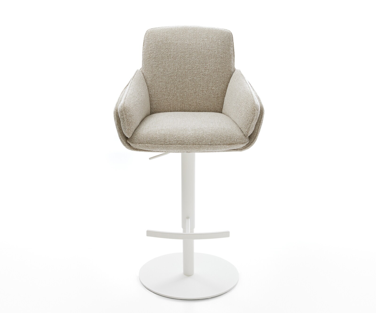 Barstuhl Luan-Flex Webstoff Soft Beige Drehfuß höhenverstellbar Metall Weiß 2