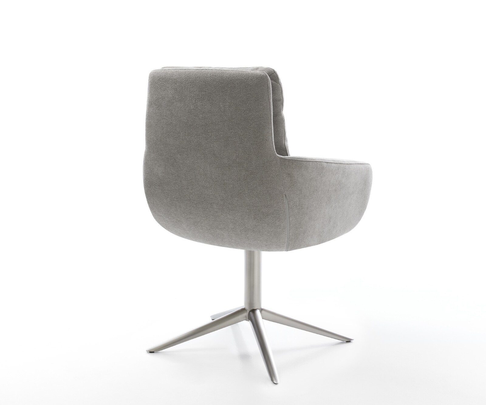 Drehstuhl Abelia-Flex mit Armlehnen Strukturstoff Soft Grau Fußkreuz Edelstahl 360° drehbar Wippfunktion 5