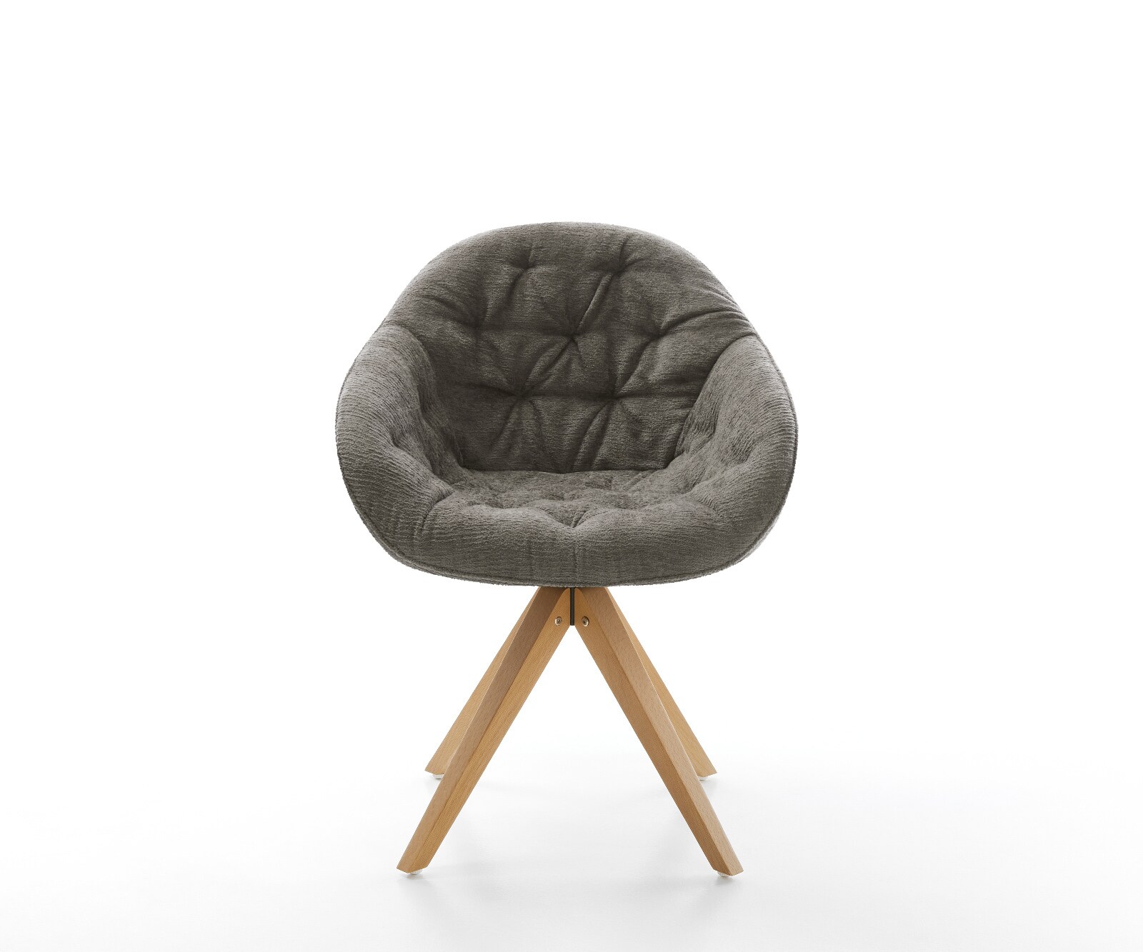 Drehstuhl Gaio-Flex Bouclé Soft Schlamm Holzgestell kantig Natur 360° drehbar 2