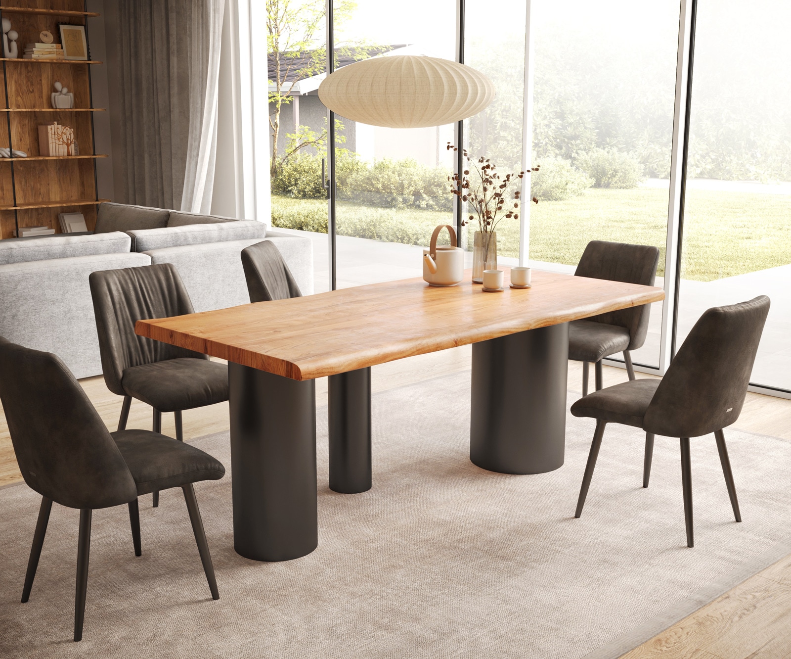 Esstisch Edge 200x100 XL Akazie Natur Troa Metall Schwarz Live-Edge 5 Esstisch Edge 200x100 XL Akazie Natur Troa Metall Schwarz Live-Edge 5