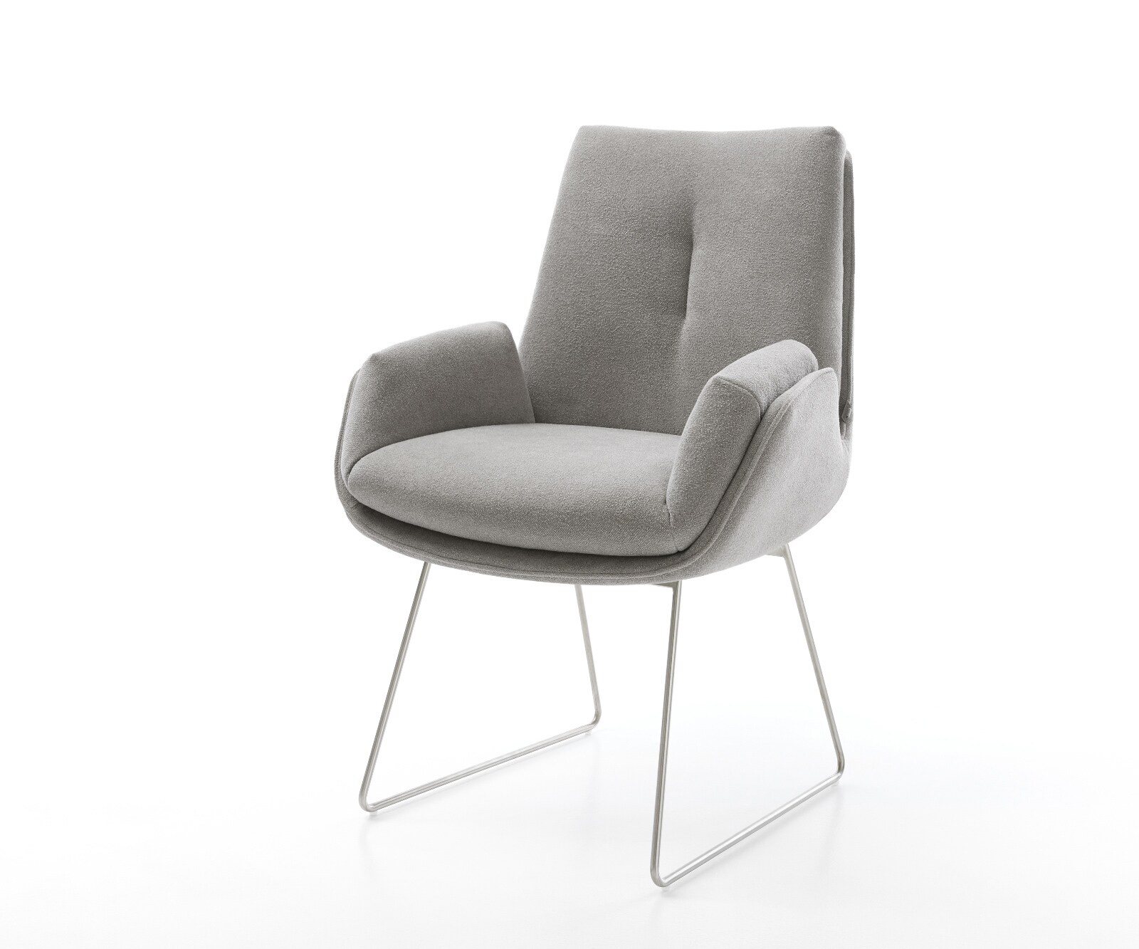 Esszimmerstuhl Clea-Flex Strukturstoff Soft Grau Kufengestell Edelstahl günstig online kaufen