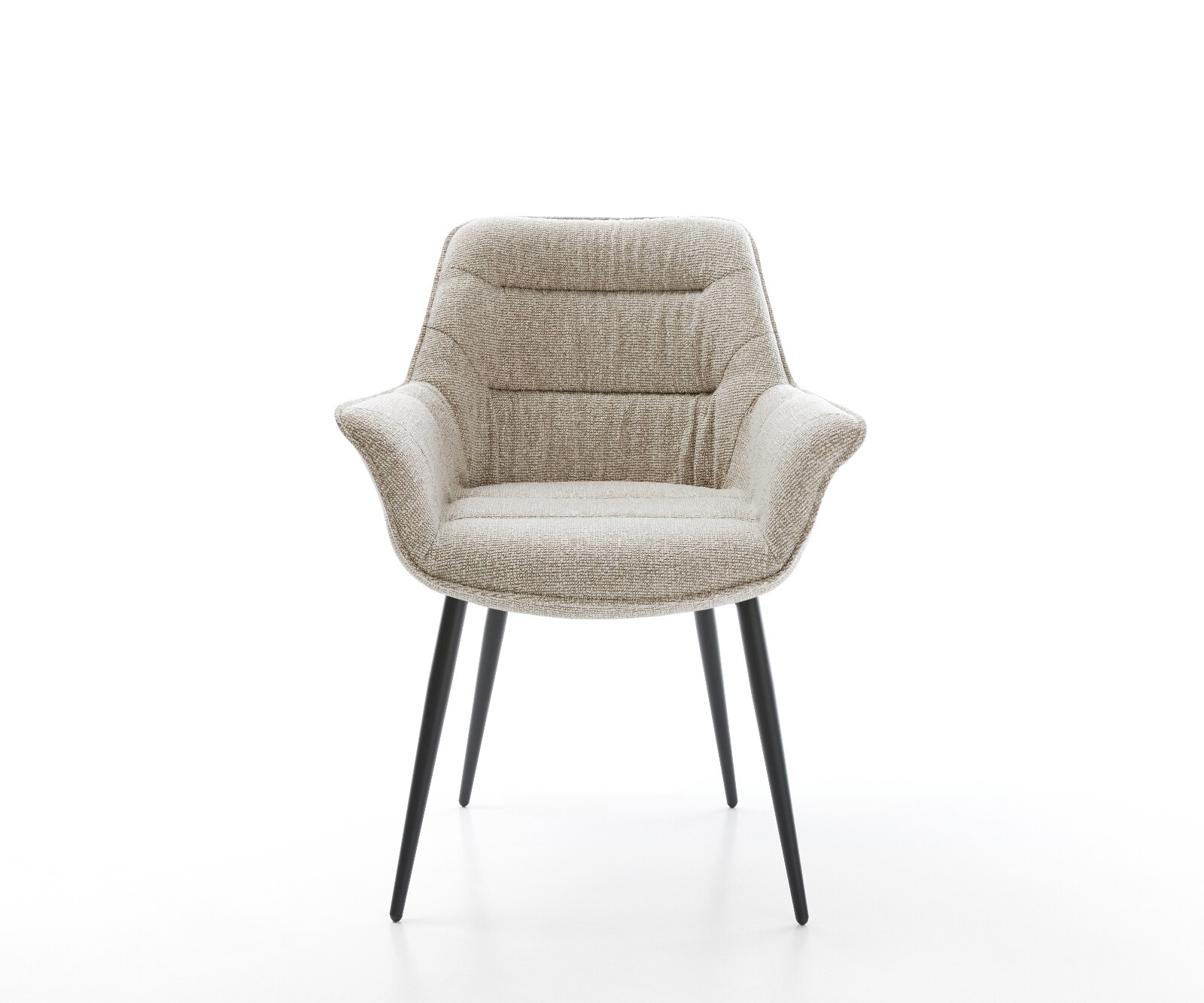 Esszimmerstuhl Kaira-Flex Webstoff Soft Beige 4-Fuß konisch Schwarz 2