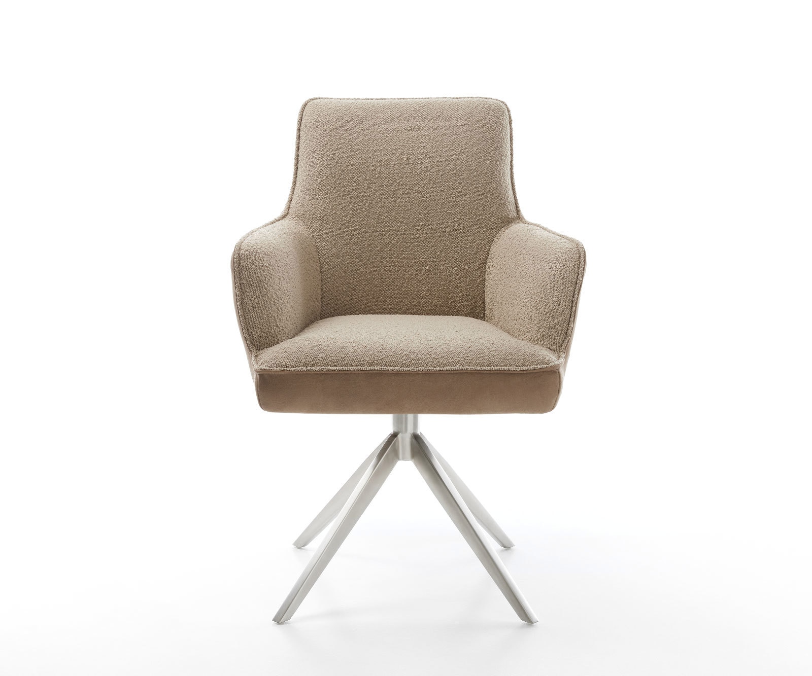 Drehstuhl Heira-Flex mit Armlehnen Materialmix Schlamm Kreuzgestell breit Edelstahl 360° drehbar Wippfunktion Taschenfederkern 1 Drehstuhl Heira-Flex mit Armlehnen Materialmix Schlamm Kreuzgestell breit Edelstahl 360° drehbar Wippfunktion Taschenfederkern 1