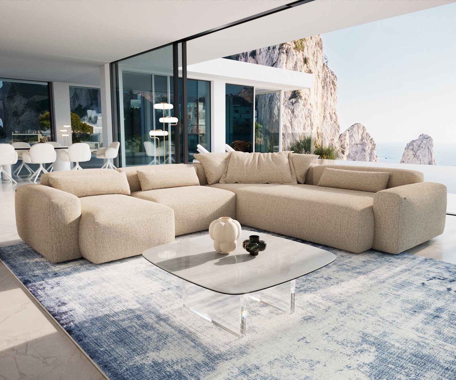 Couchtisch Edge Boot 90x90 cm Keramik Onyx Champagne Lumia Acryl 7