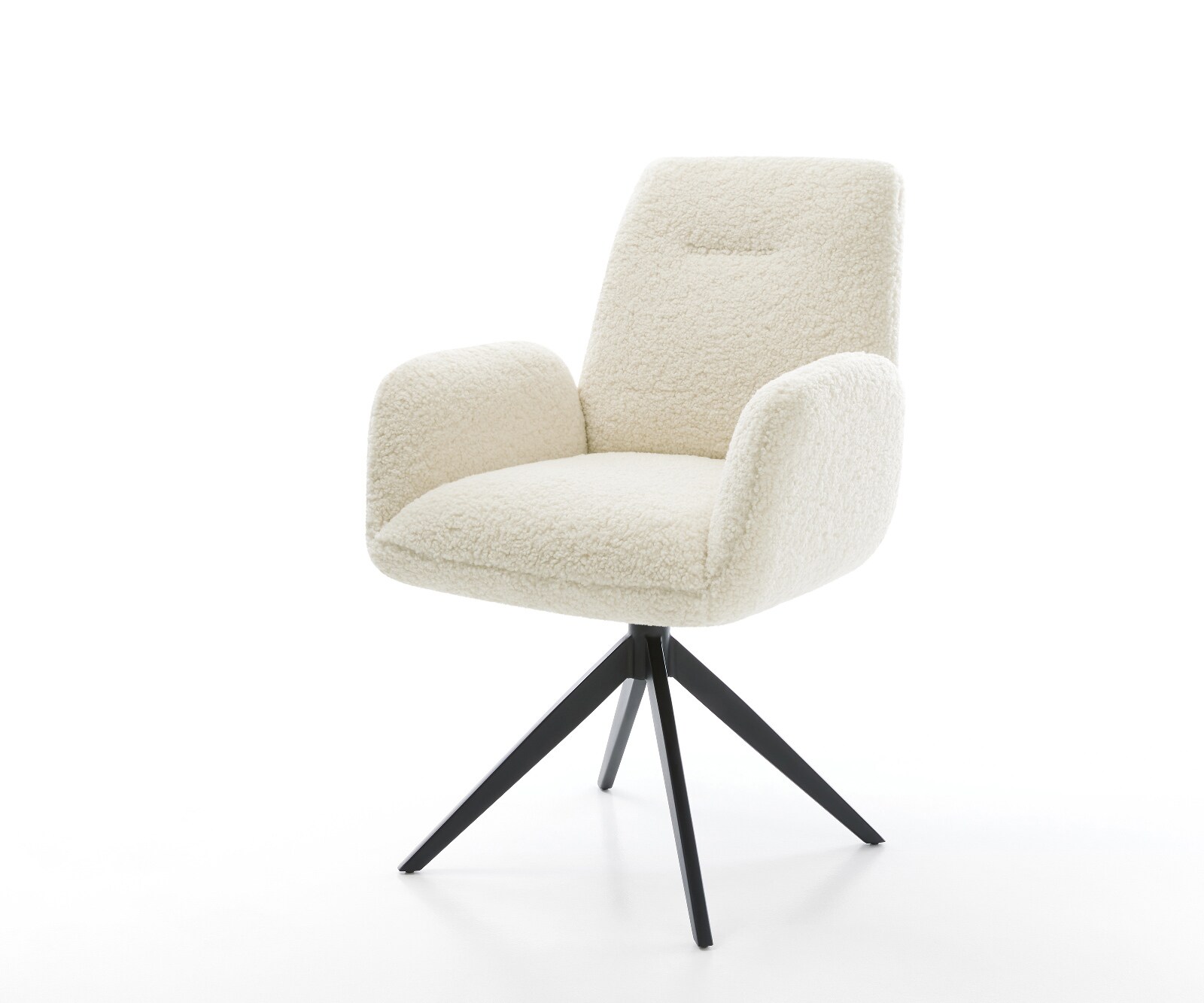 Chaise-pivotante Zoa-Flex tissu teddy beige pied croisé large noir pivotement sur 360° fonction bascule ressorts ensachés