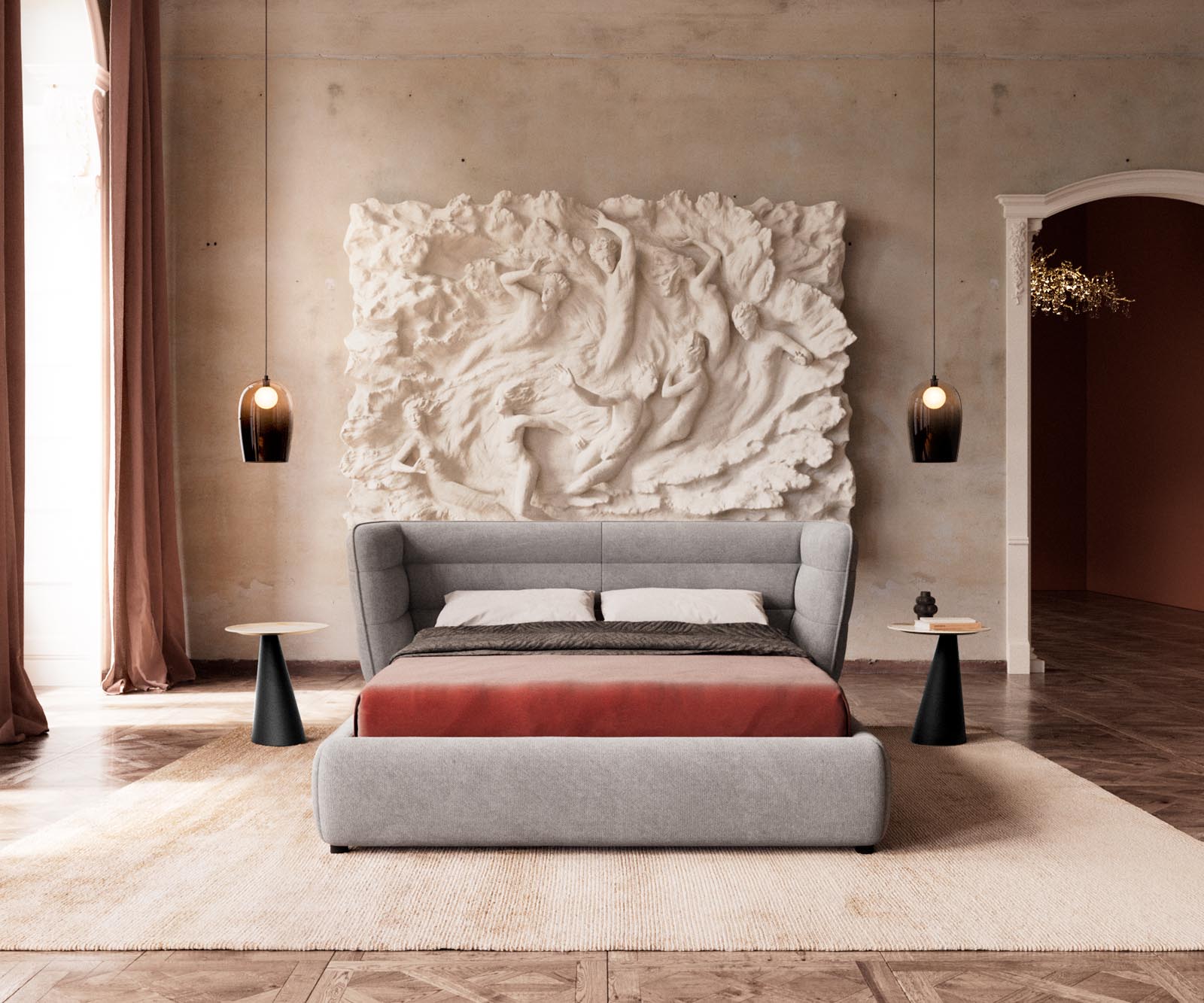 Polsterbettgestell Simea 140x200 cm Mikrofaser Grau 1