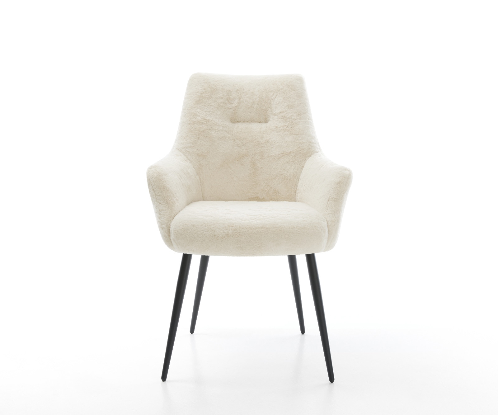 Esszimmerstuhl Alja-Flex mit Armlehnen Plüsch Creme-Weiß 4-Fuß konisch Schwarz Taschenfederkern 2