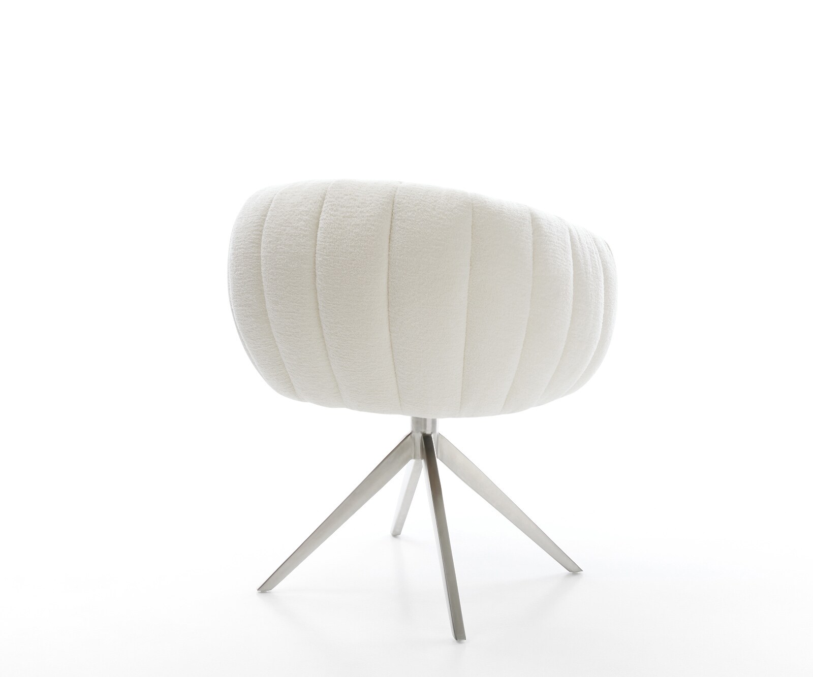 Drehstuhl Jada-Flex Bouclé Soft Beige Kreuzgestell breit Edelstahl 360° drehbar Wippfunktion Taschenfederkern 4