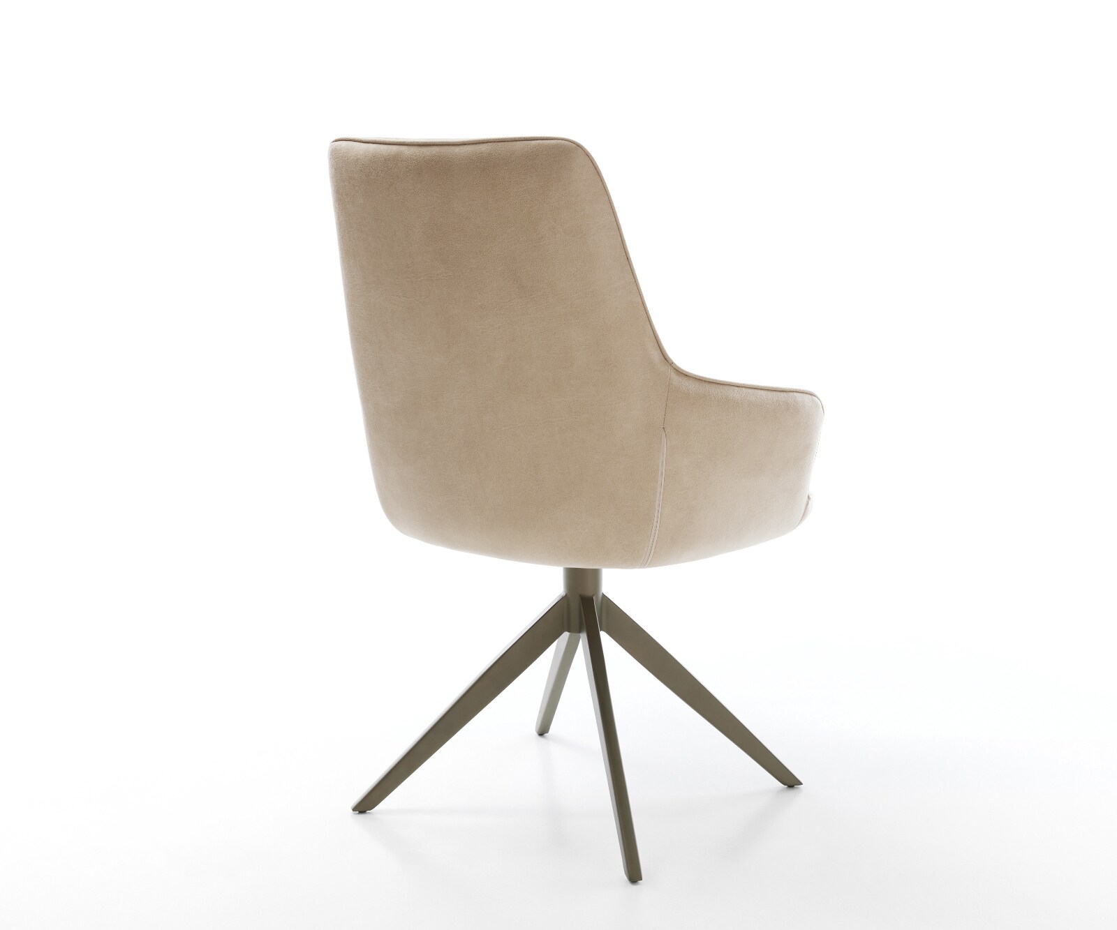 Drehstuhl Zelia-Flex mit Armlehnen Mikrofaser Beige Vintage Kreuzgestell breit Effektfinish Titan 360° drehbar Wippfunktion Taschenfederkern 4