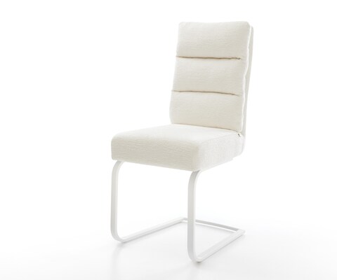 Freischwinger Pela-Flex Bouclé Soft Beige Freischwinger flach Weiß Taschenfederkern
