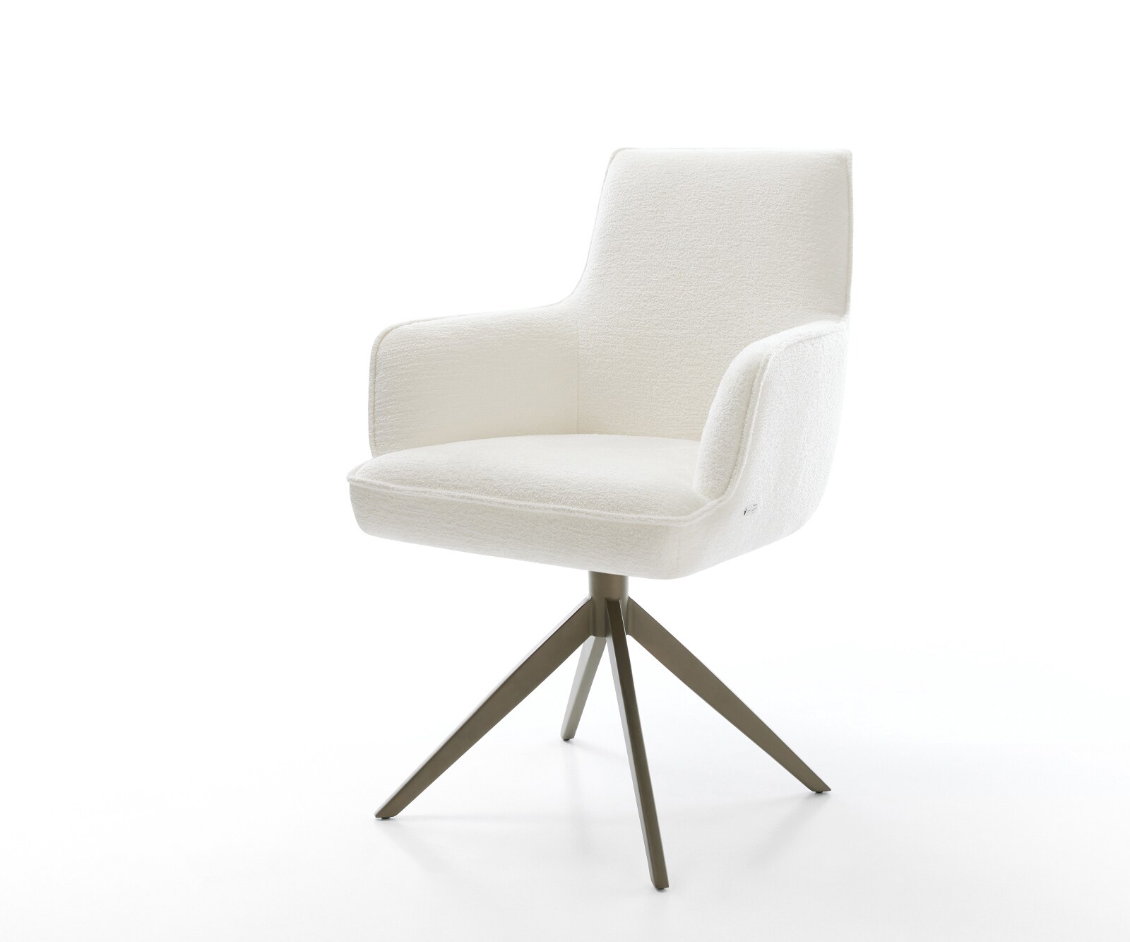 Drehstuhl Heira-Flex mit Armlehnen Bouclé Soft Beige Kreuzgestell breit Effektfinish Titan 360° drehbar Wippfunktion Taschenfederkern 1