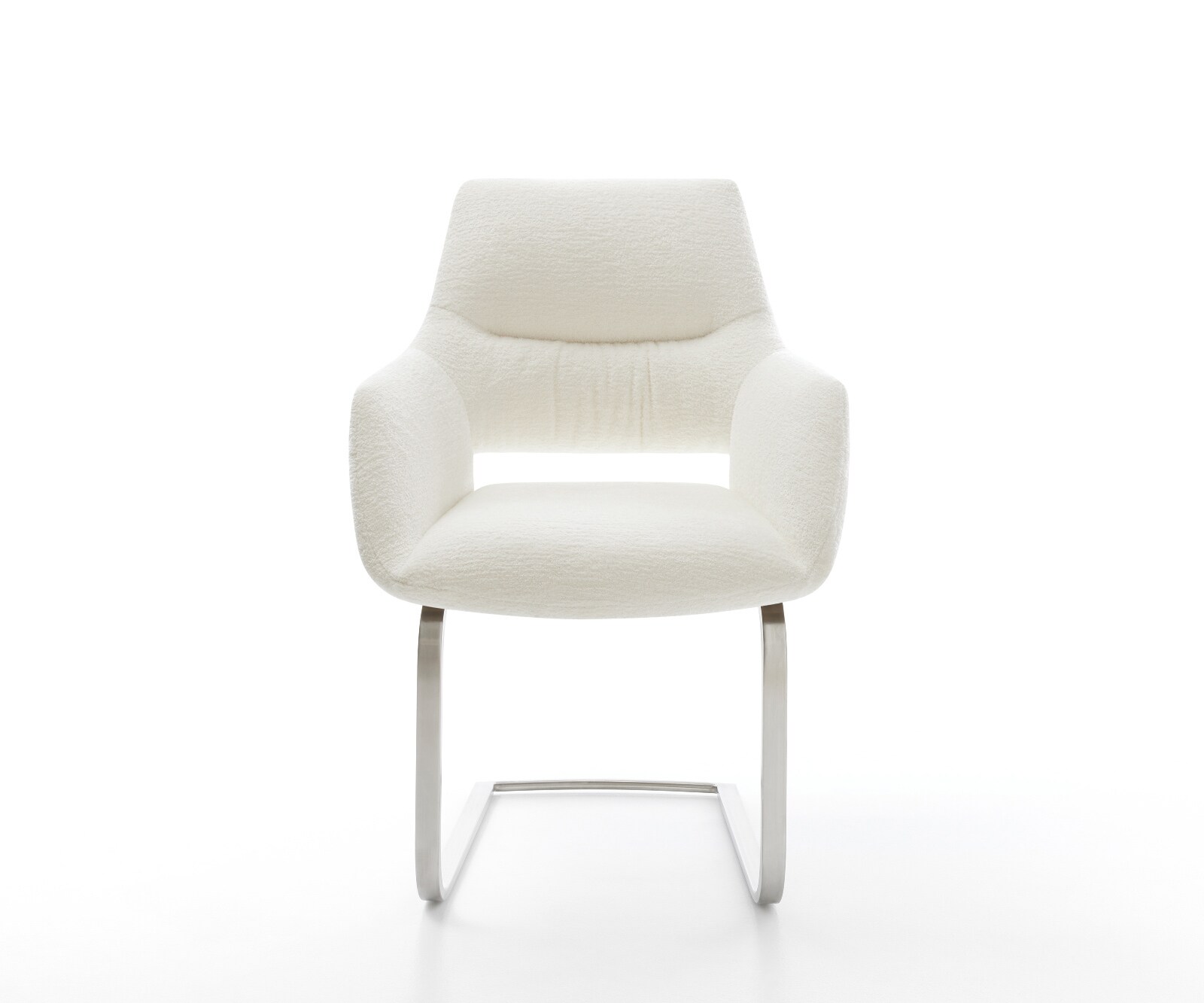 Freischwinger Yago-Flex mit Armlehnen Bouclé Soft Beige Freischwinger flach Edelstahl Taschenfederkern 1