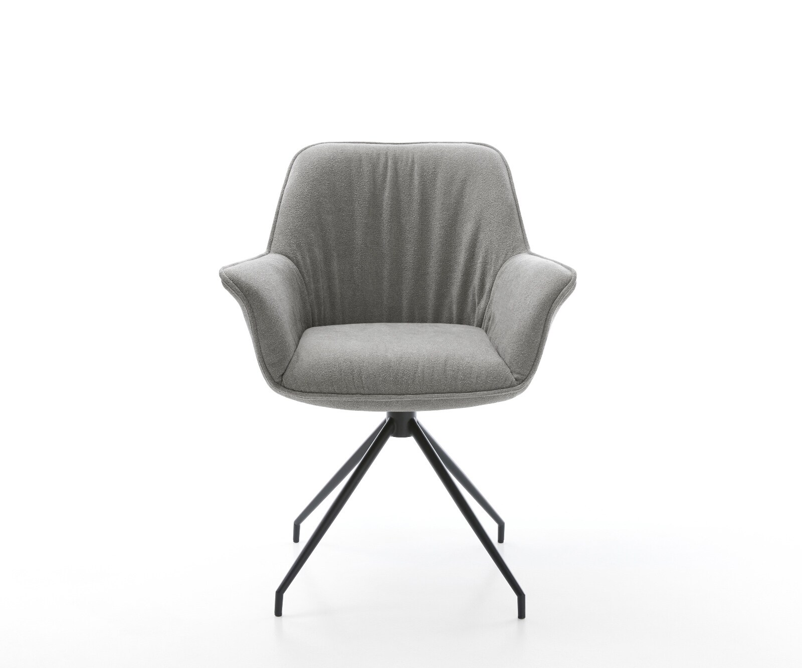 Esszimmerstuhl Keila-Flex mit Armlehnen Strukturstoff Soft Grau Kreuzgestell konisch Schwarz 2