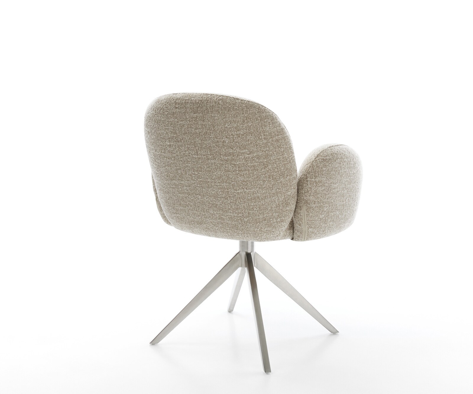 Drehstuhl Nube-Flex mit Armlehnen Webstoff Soft Beige Kreuzgestell breit Edelstahl 360° drehbar Wippfunktion Taschenfederkern 5