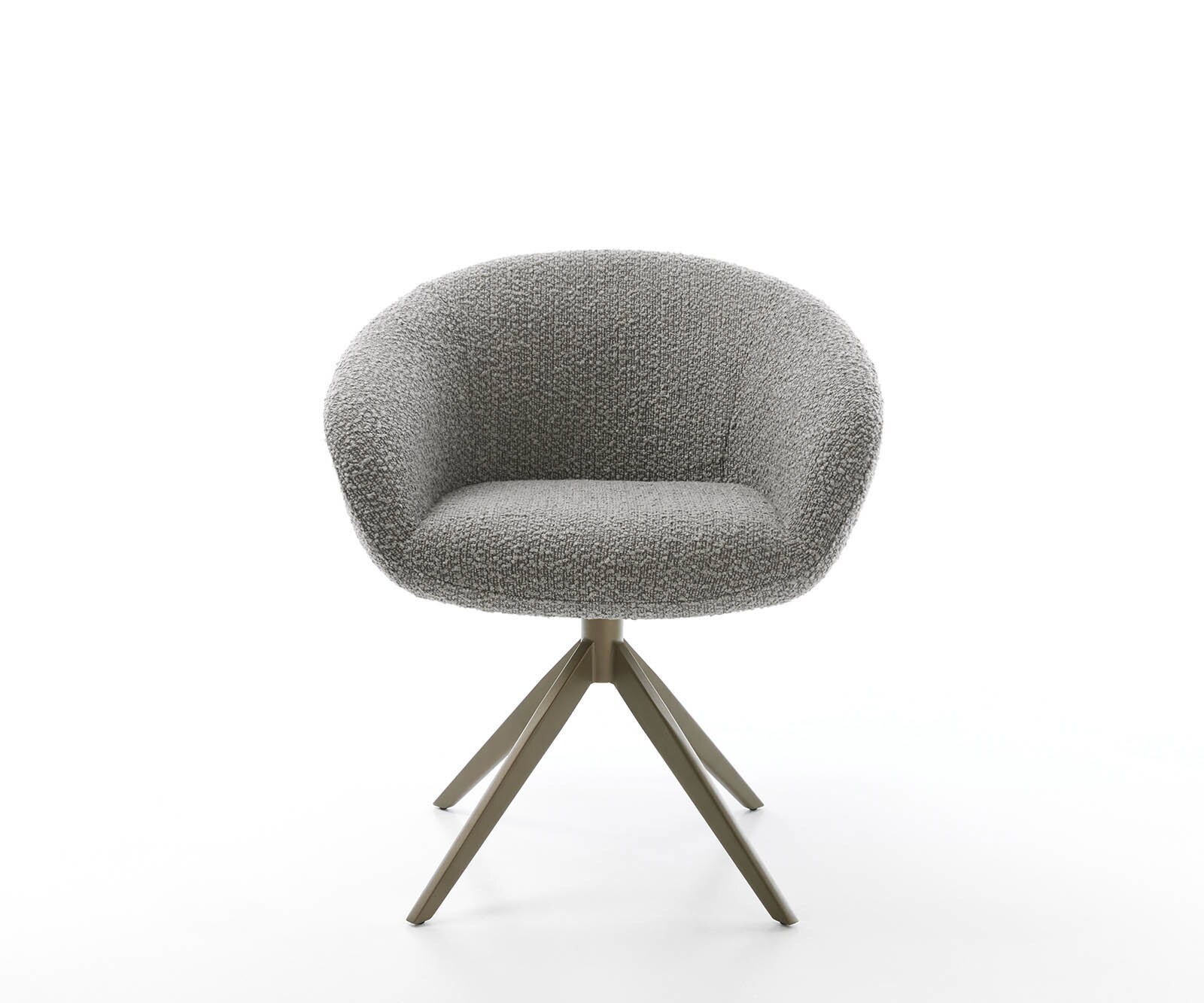 Drehstuhl Vinka-Flex mit Armlehnen Bouclé Silbergrau Kreuzgestell breit Effektfinish Titan 360° drehbar Taschenfederkern 1