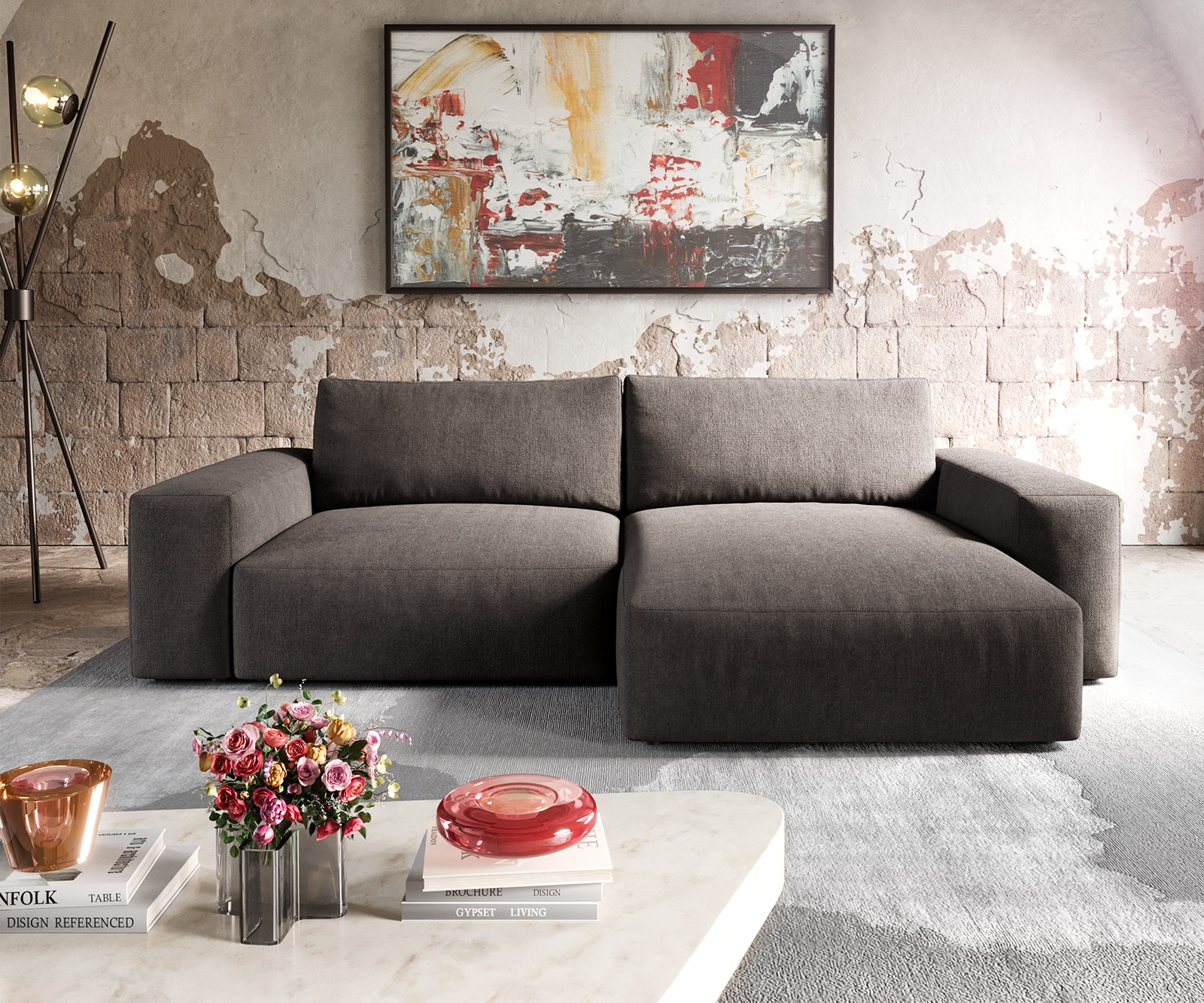 Ecksofa Lanzo XL 270x180 cm Mikrofaser Khakibraun Recamiere variabel 1 Ecksofa Lanzo XL 270x180 cm Mikrofaser Khakibraun Recamiere variabel 1