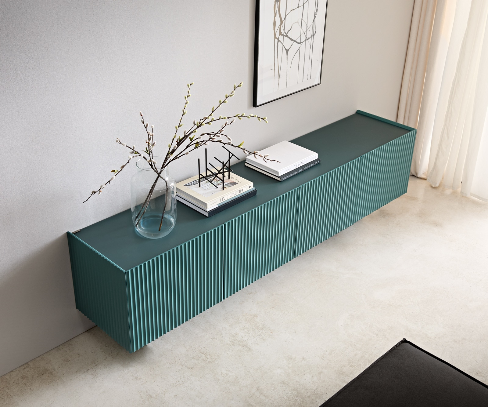 Lowboard Kelani 200 cm Petrol 4 Türen schwebend 3 Lowboard Kelani 200 cm Petrol 4 Türen schwebend 3