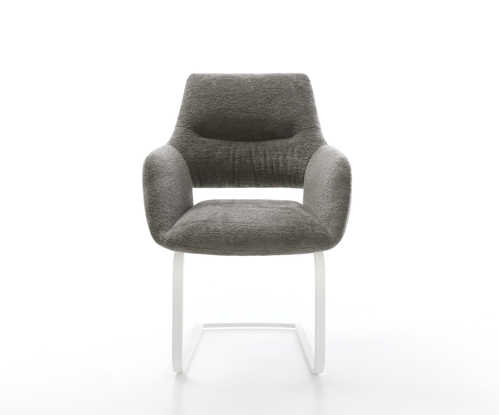 Freischwinger Yago-Flex mit Armlehnen Bouclé Soft Schlamm Freischwinger flach Weiß Taschenfederkern 1