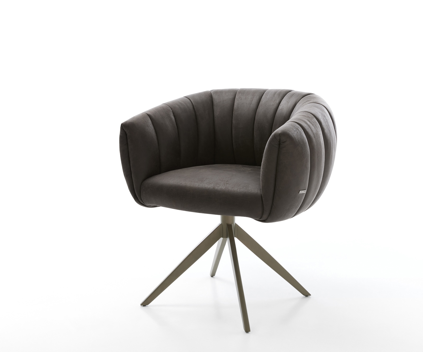Drehstuhl Jada-Flex Mikrofaser Anthrazit Vintage Kreuzgestell breit Effektfinish Titan 360° drehbar Wippfunktion Taschenfederkern