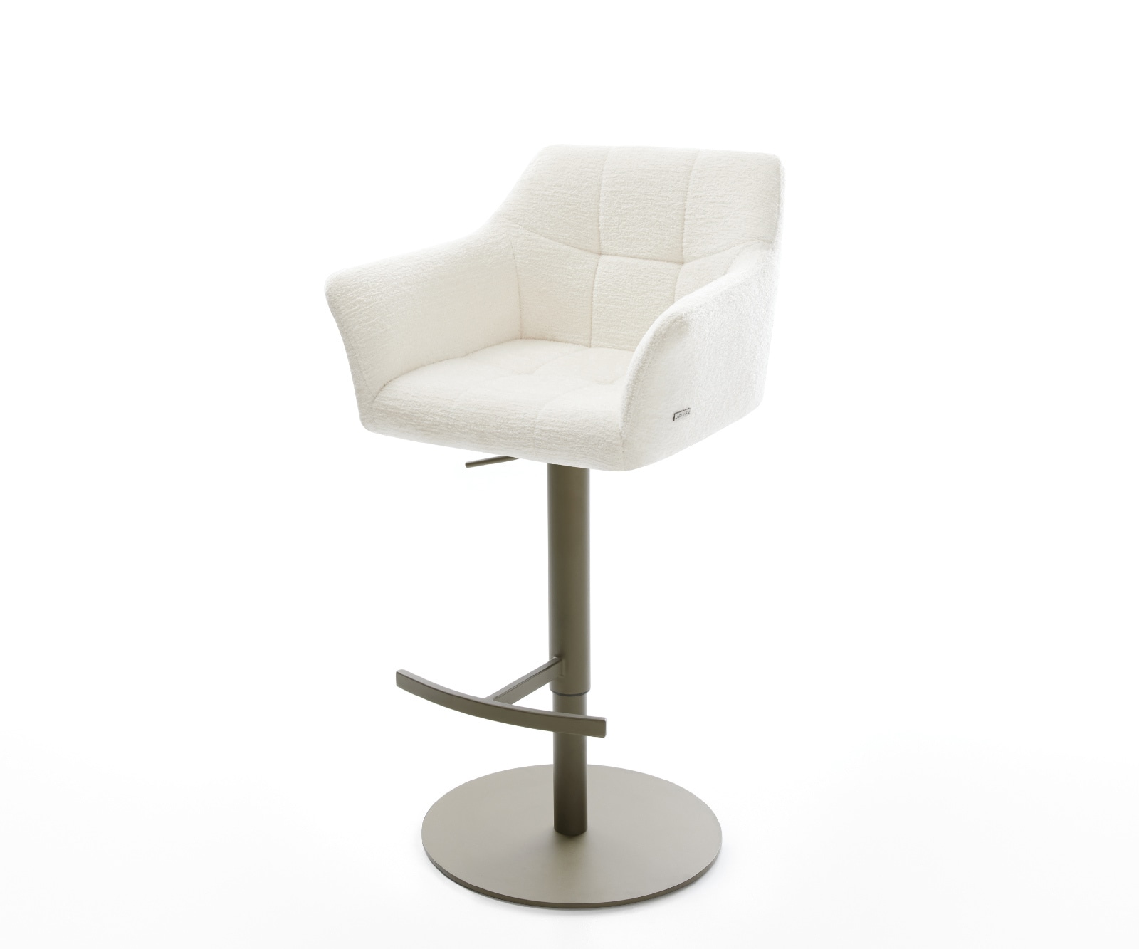 Barstuhl Yulo-Flex Bouclé Soft Beige Drehfuß höhenverstellbar Metall Titanfarben 1