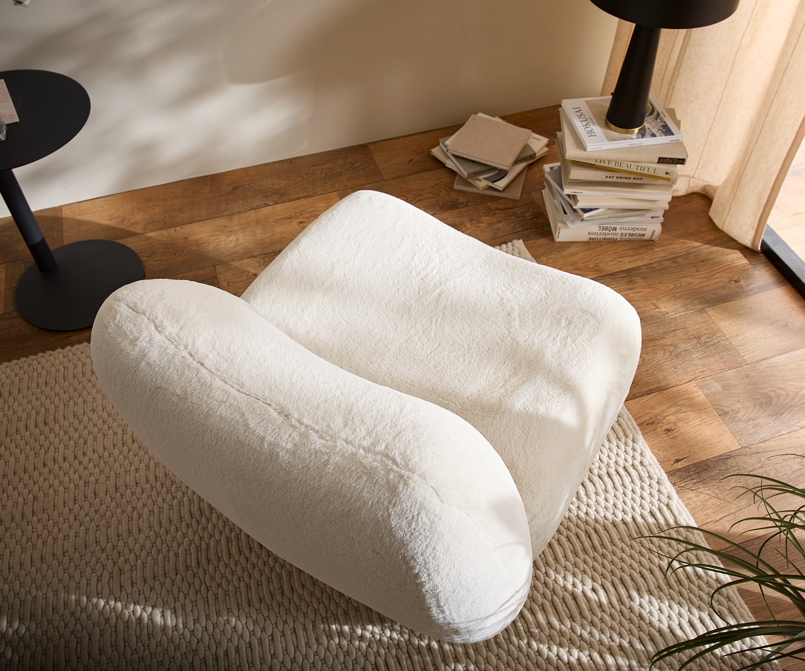 Loungesessel Zena 75x85 cm Plüsch Creme-Weiß 3