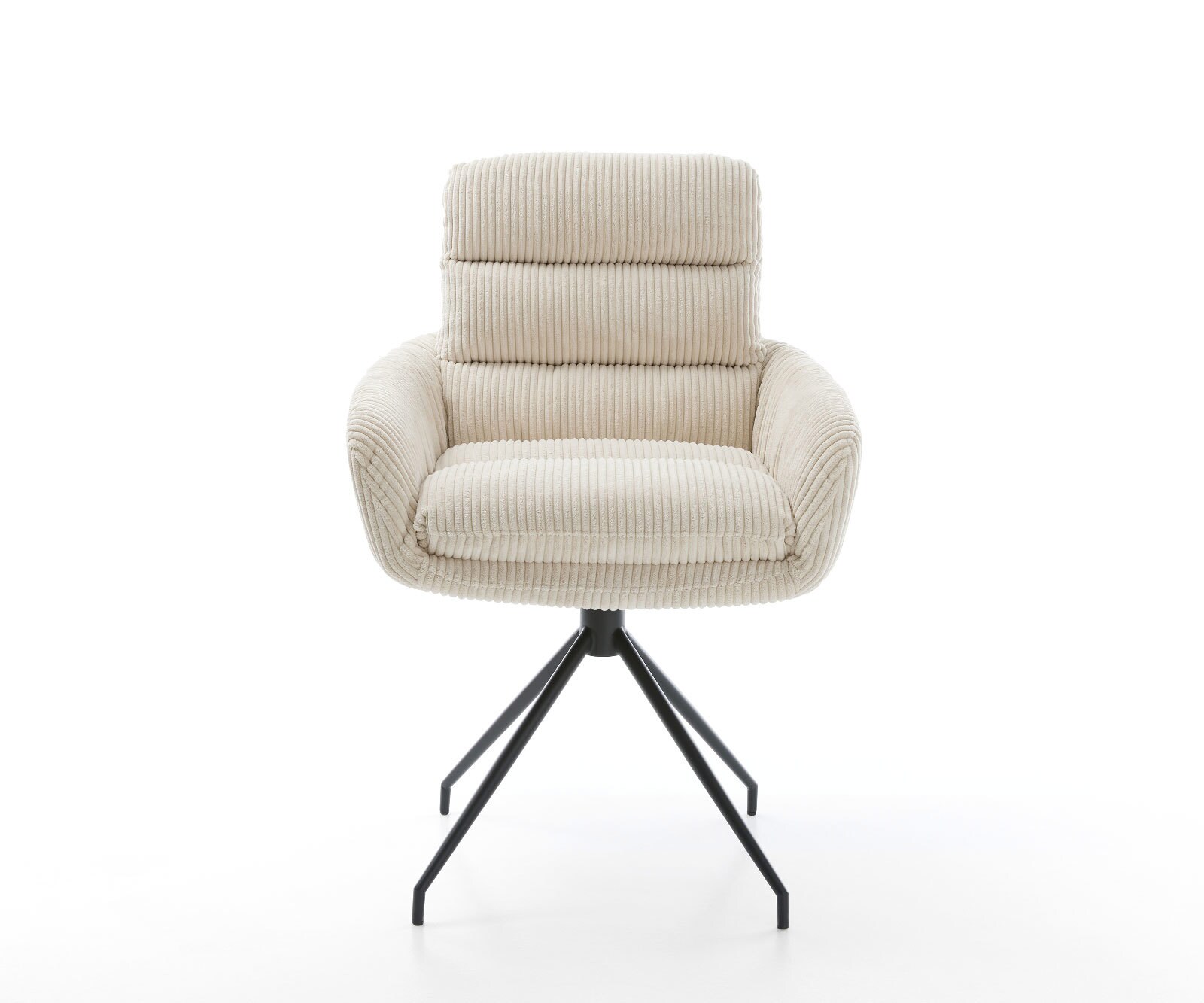 Esszimmerstuhl Abelia-Flex mit Armlehnen Cord Beige Kreuzgestell konisch Schwarz 1