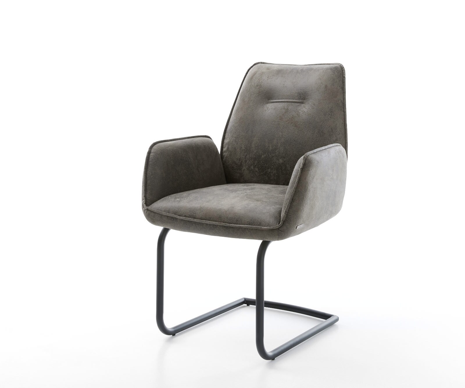 Cantilever Zoa-Flex microvelours gris antique pied cantilever rond noir ressorts ensachés