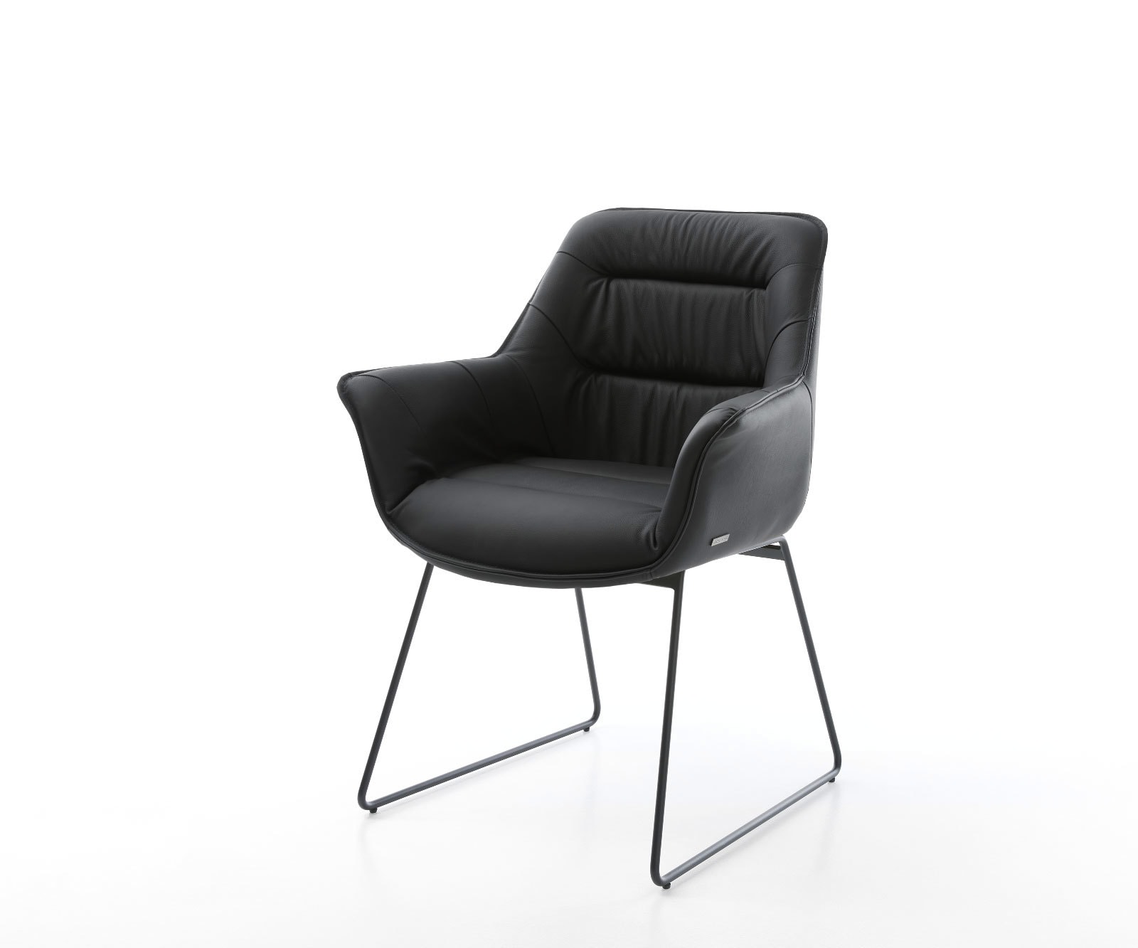 Esszimmerstuhl Kaira-Flex Echt-Leder Schwarz Kufengestell Schwarz Esszimmerstuhl Kaira-Flex Echt-Leder Schwarz Kufengestell Schwarz
