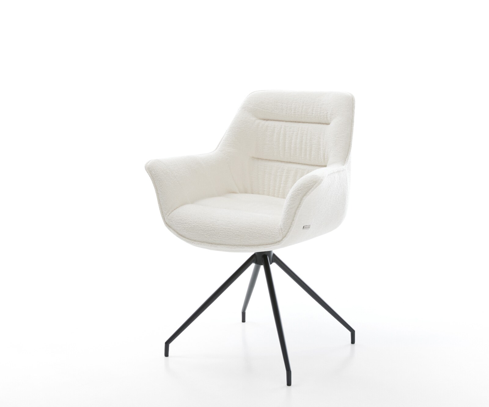 Esszimmerstuhl Kaira-Flex Bouclé Soft Beige Kreuzgestell konisch Schwarz 1