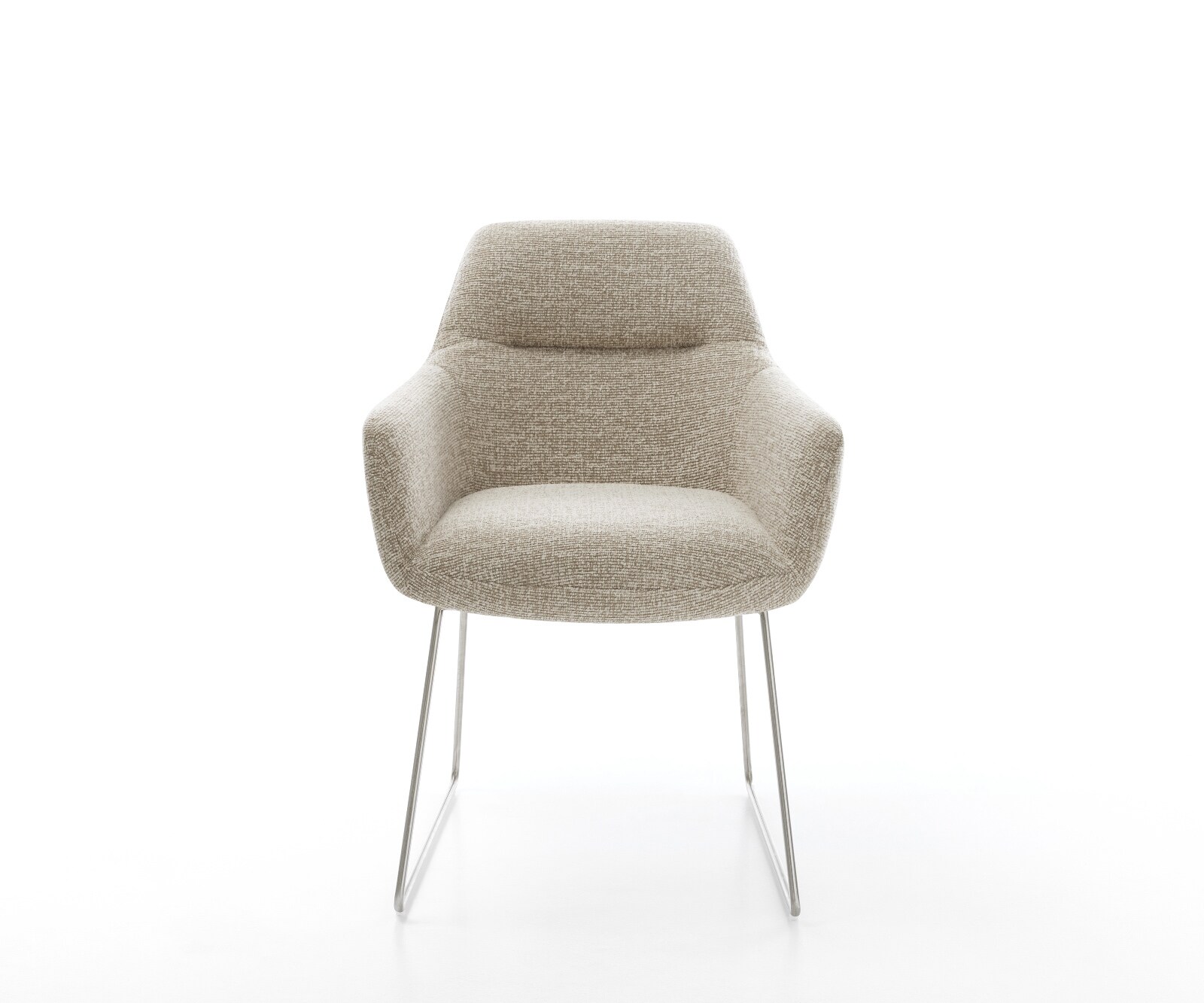 Esszimmerstuhl Pejo-Flex Webstoff Soft Beige Kufengestell Edelstahl Taschenfederkern 1