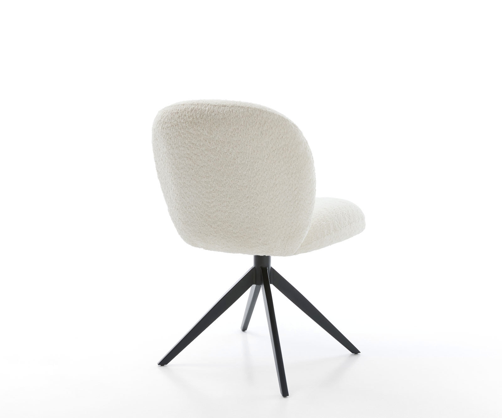 Drehstuhl Nube-Flex Bouclé Weiß Kreuzgestell breit Schwarz 360° drehbar Wippfunktion Taschenfederkern 4