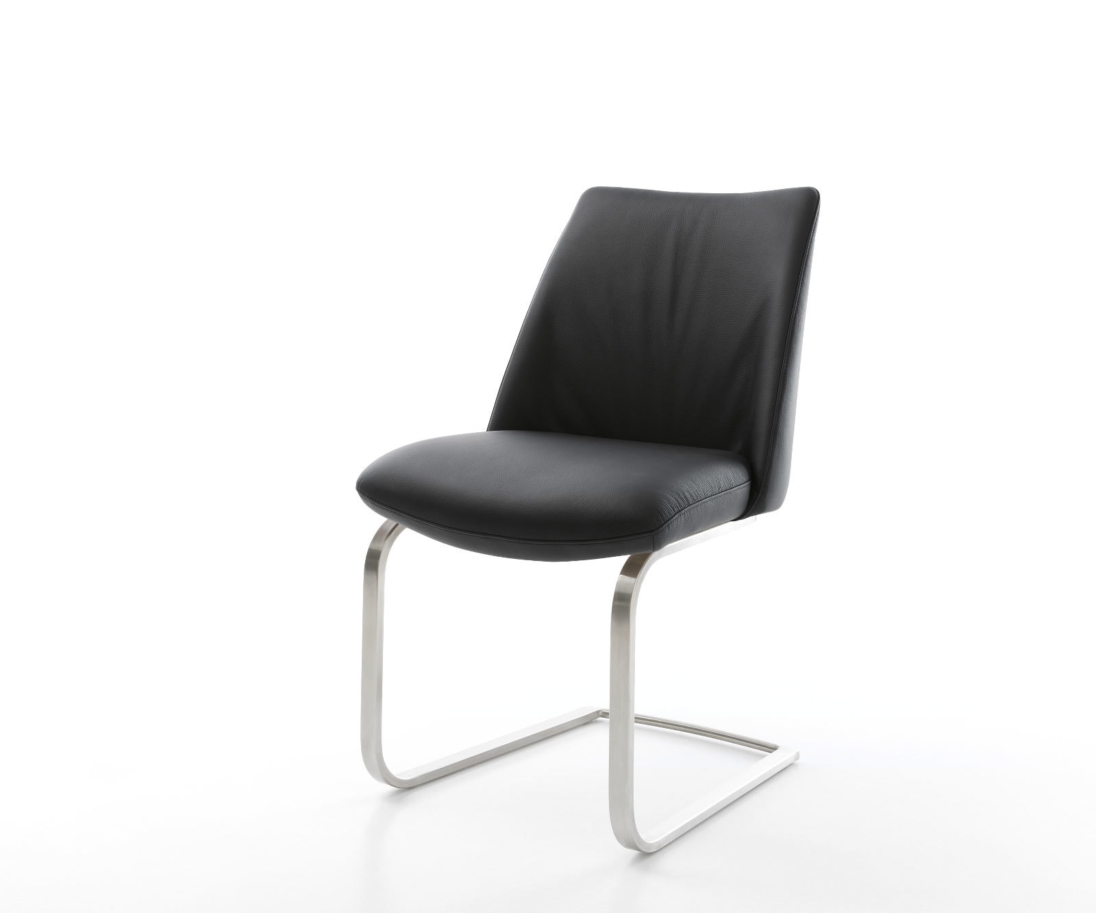 Freischwinger Elso-Flex Echt-Leder Schwarz Freischwinger flach Edelstahl Taschenfederkern