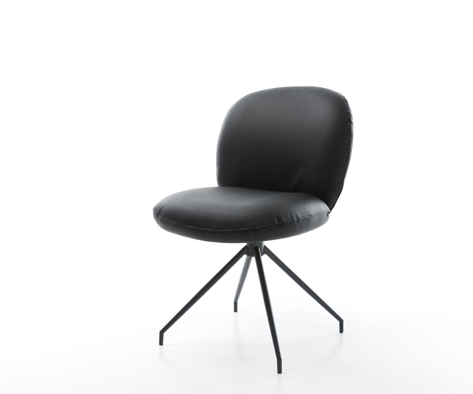 Drehstuhl Nube-Flex Echt-Leder Schwarz Kreuzgestell konisch Schwarz 180° drehbar Taschenfederkern