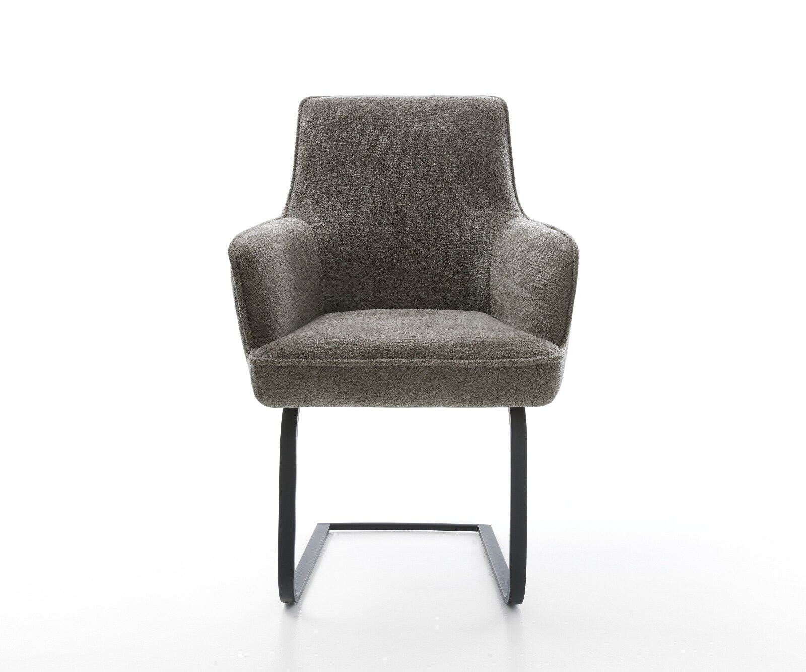 Freischwinger Heira-Flex mit Armlehnen Bouclé Soft Schlamm Freischwinger flach Schwarz Taschenfederkern 1