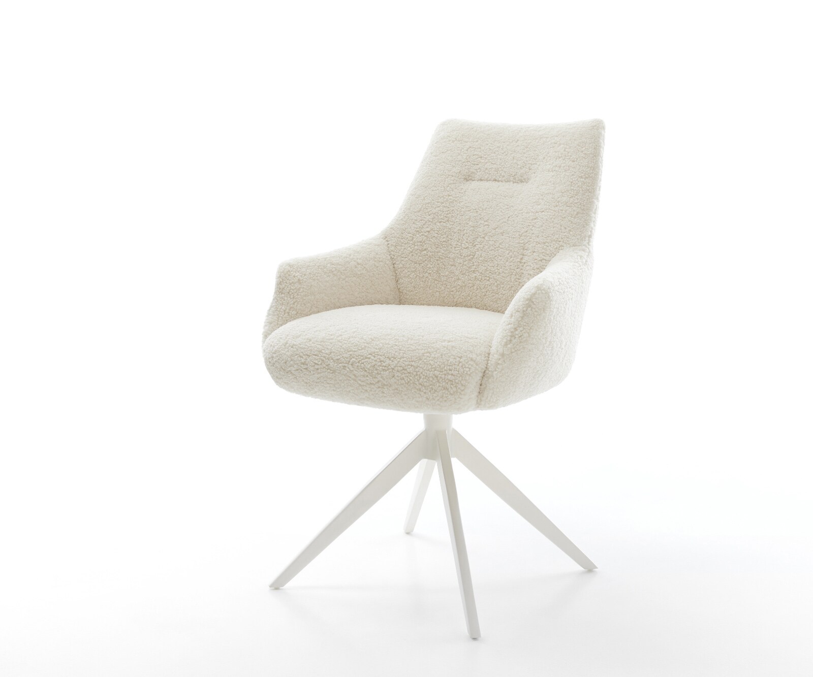 Drehstuhl Alja-Flex mit Armlehnen Teddystoff Beige Kreuzgestell breit Weiß günstig online kaufen