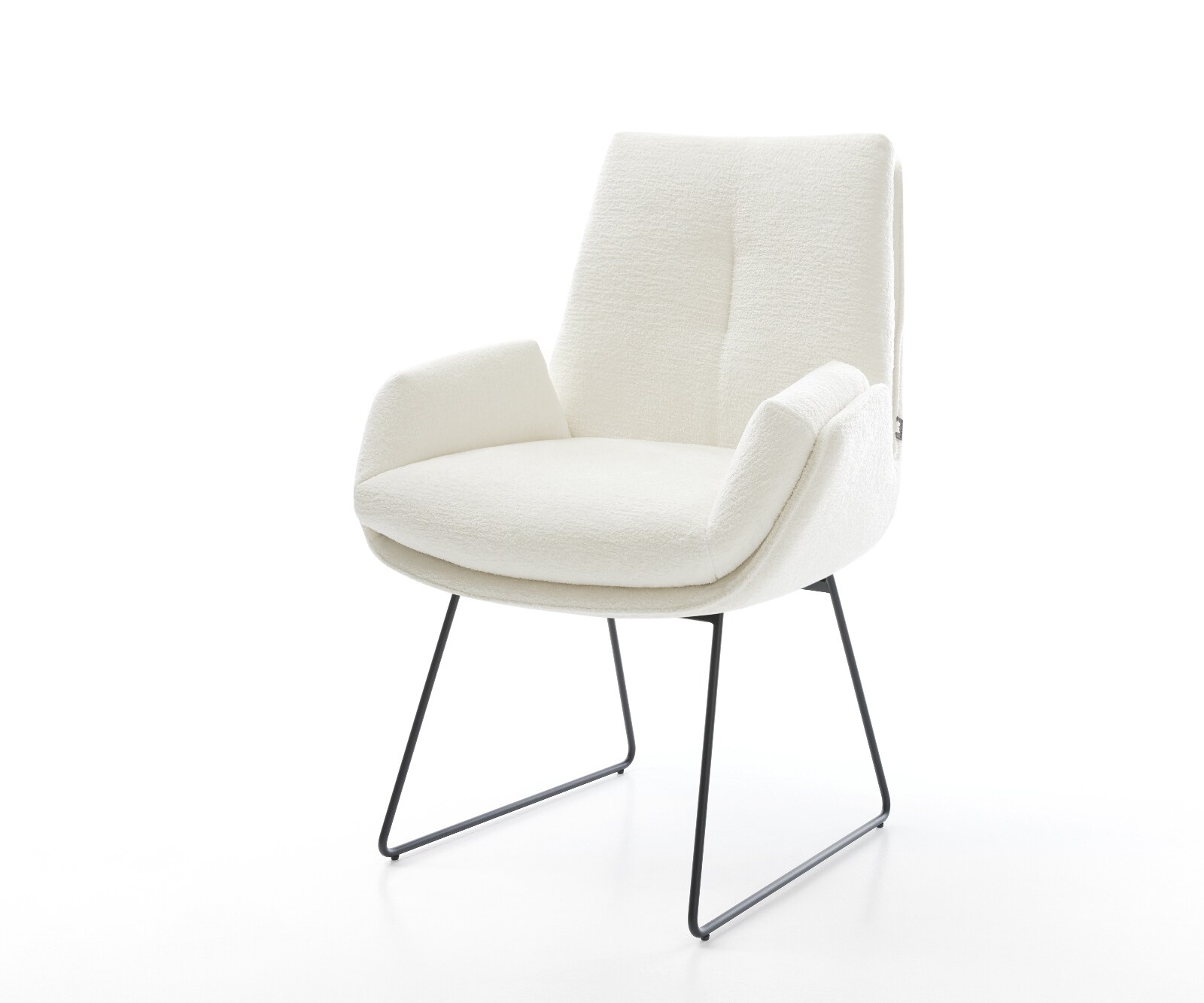 Esszimmerstuhl Clea-Flex Bouclé Soft Beige Kufengestell Schwarz günstig online kaufen