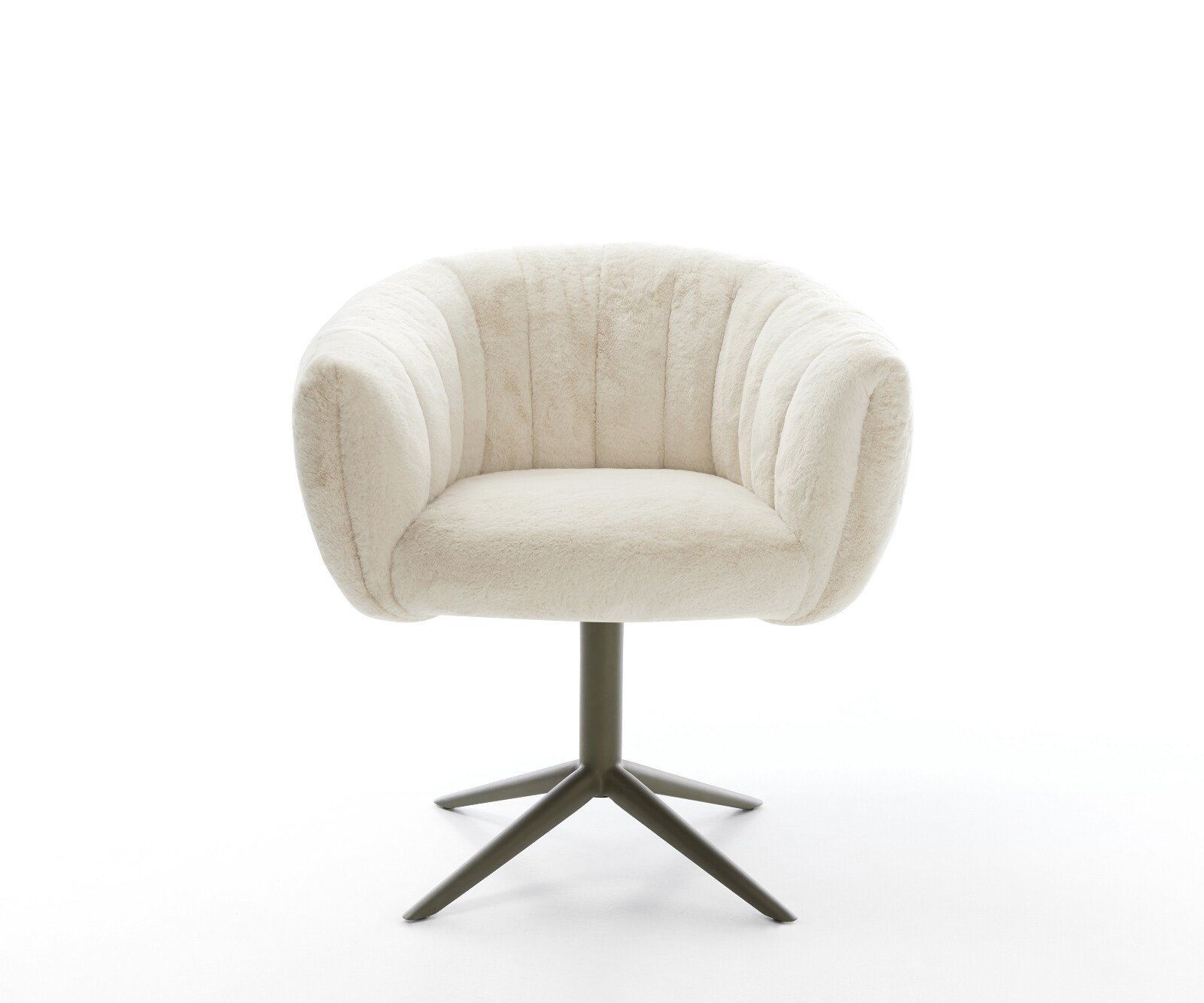 Drehstuhl Jada-Flex Plüsch Creme-Weiß Fußkreuz Effektfinish Titan 360° drehbar Wippfunktion Taschenfederkern 2