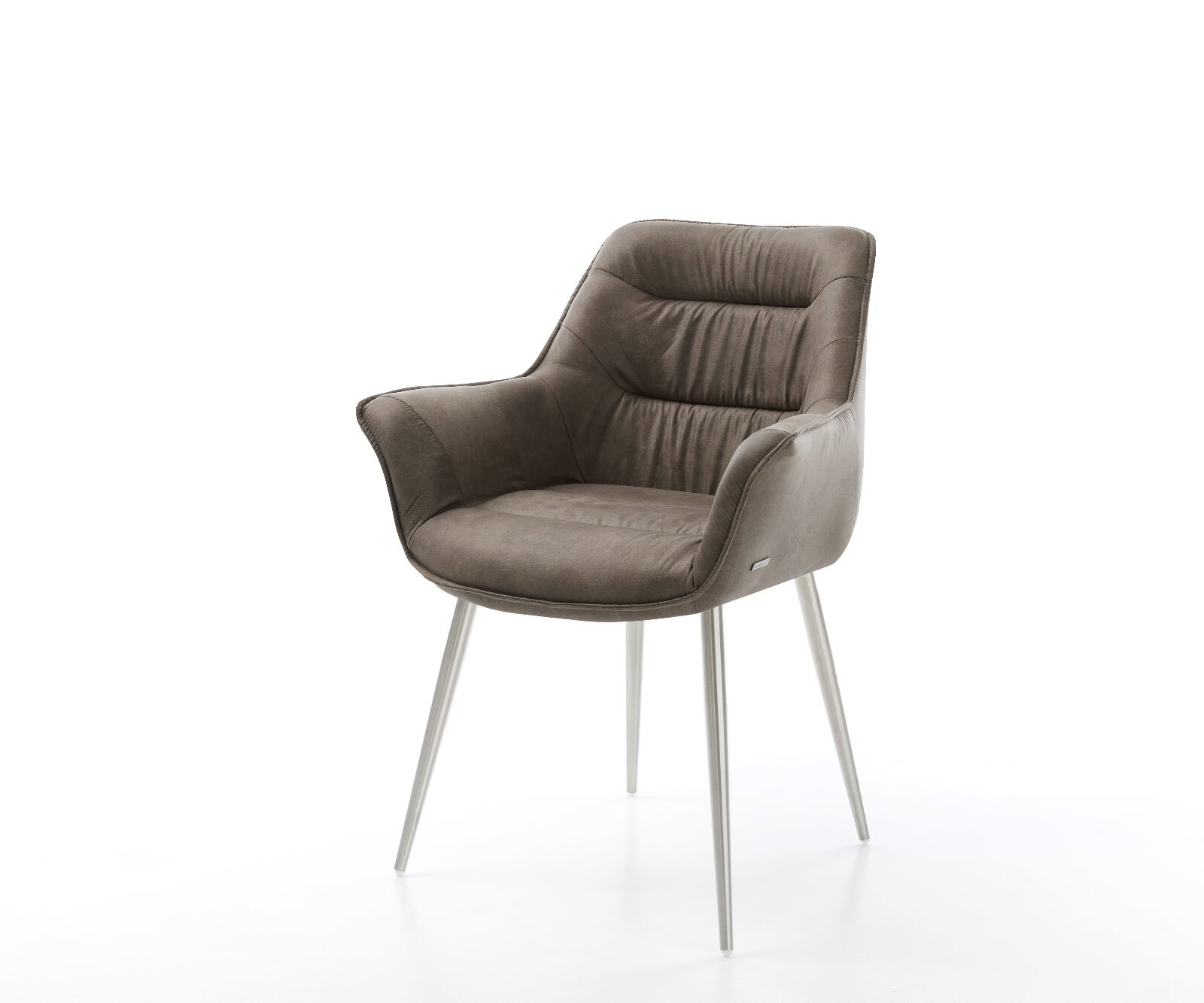 Esszimmerstuhl Kaira-Flex Mikrofaser Taupe Vintage 4-Fuß konisch Edelstahl 1