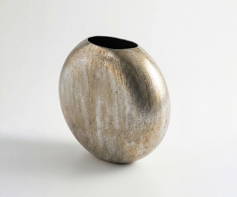 Vase Orbia B39 x T15 x H37 cm Metall Platin Aurum Handgemacht