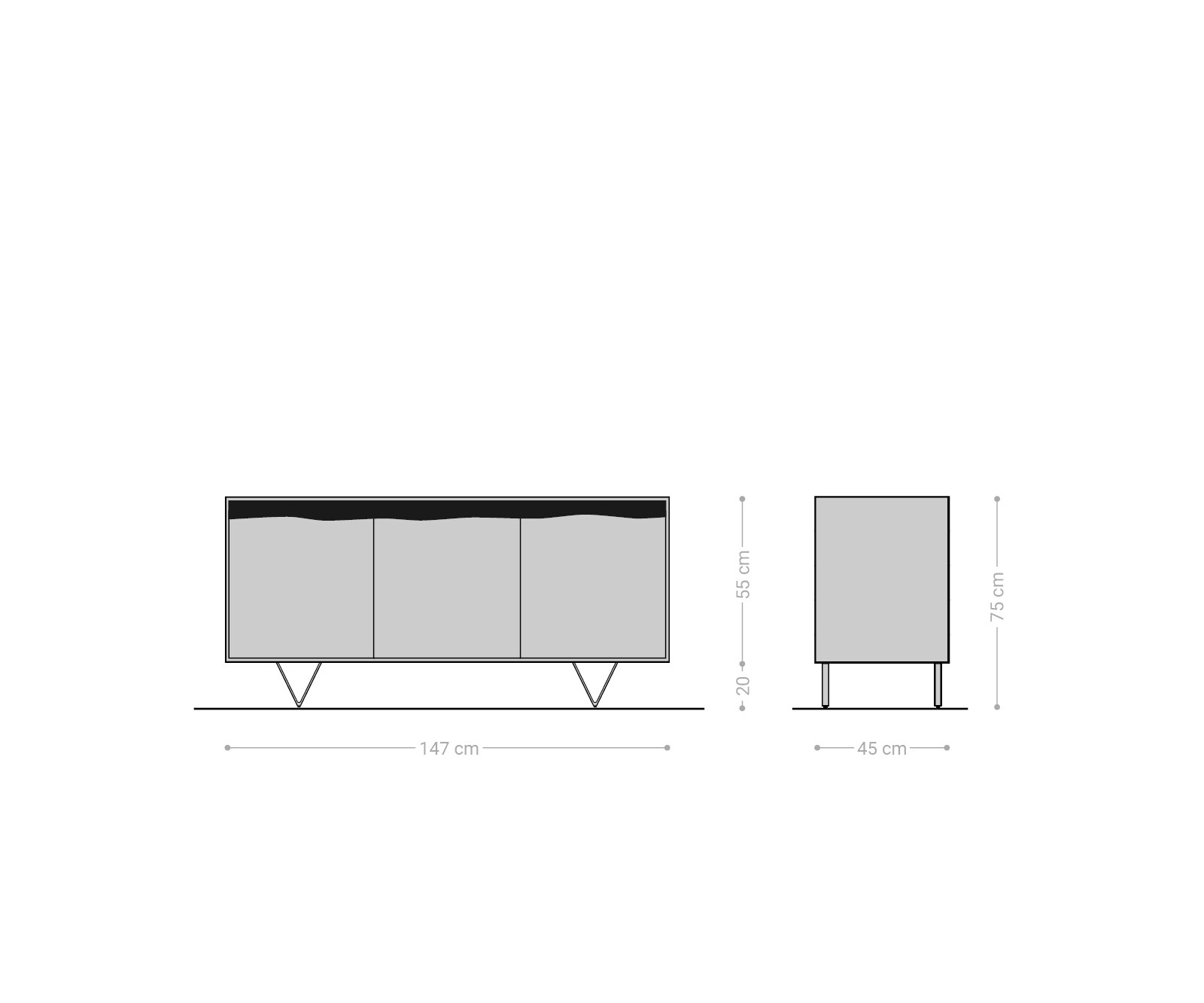 Sideboard Stonegrace 147x45 cm Akazie Natur 3 Türen Baumkante 6