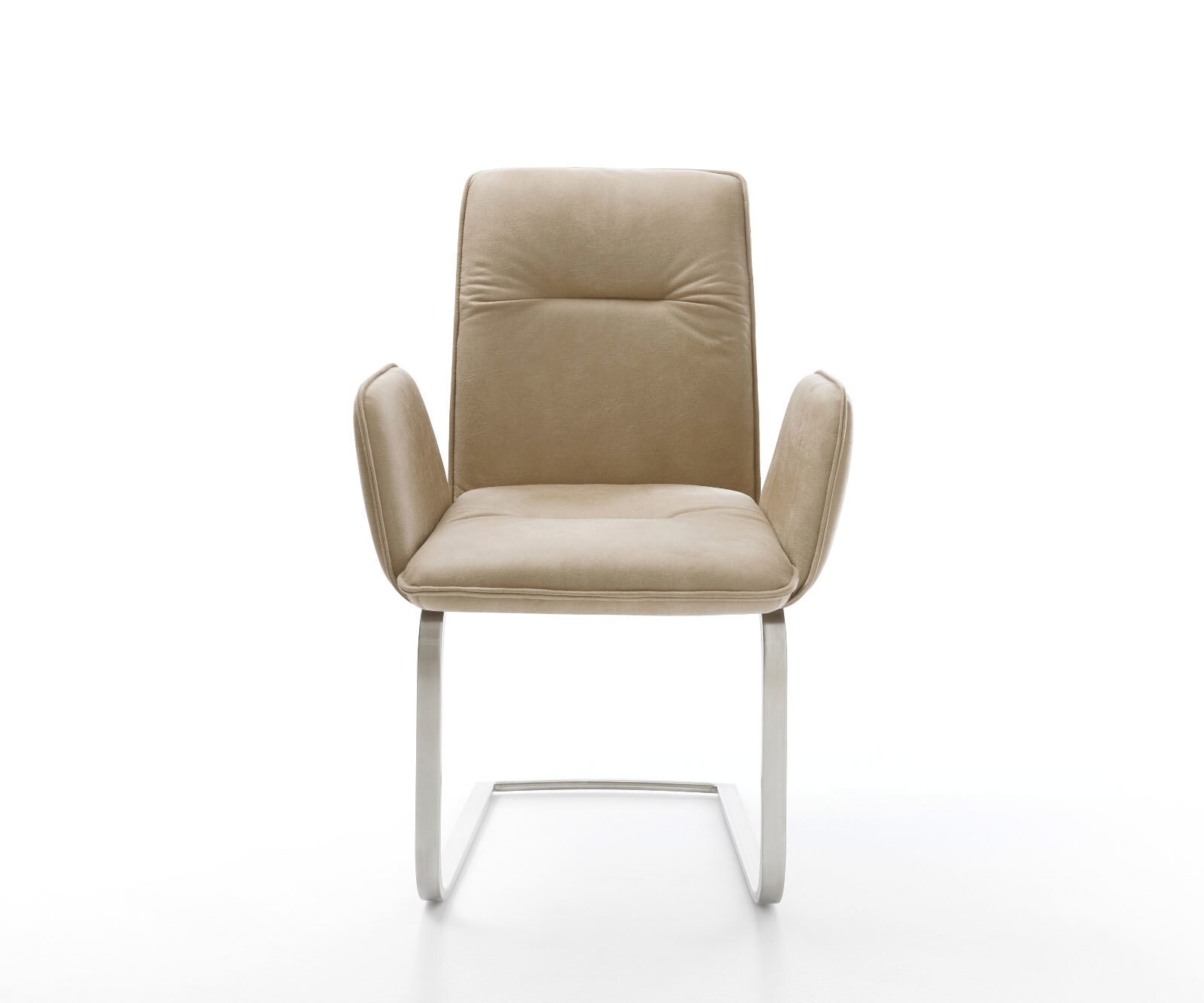 Freischwinger Vinja-Flex Mikrofaser Beige Vintage Freischwinger flach Edelstahl 1